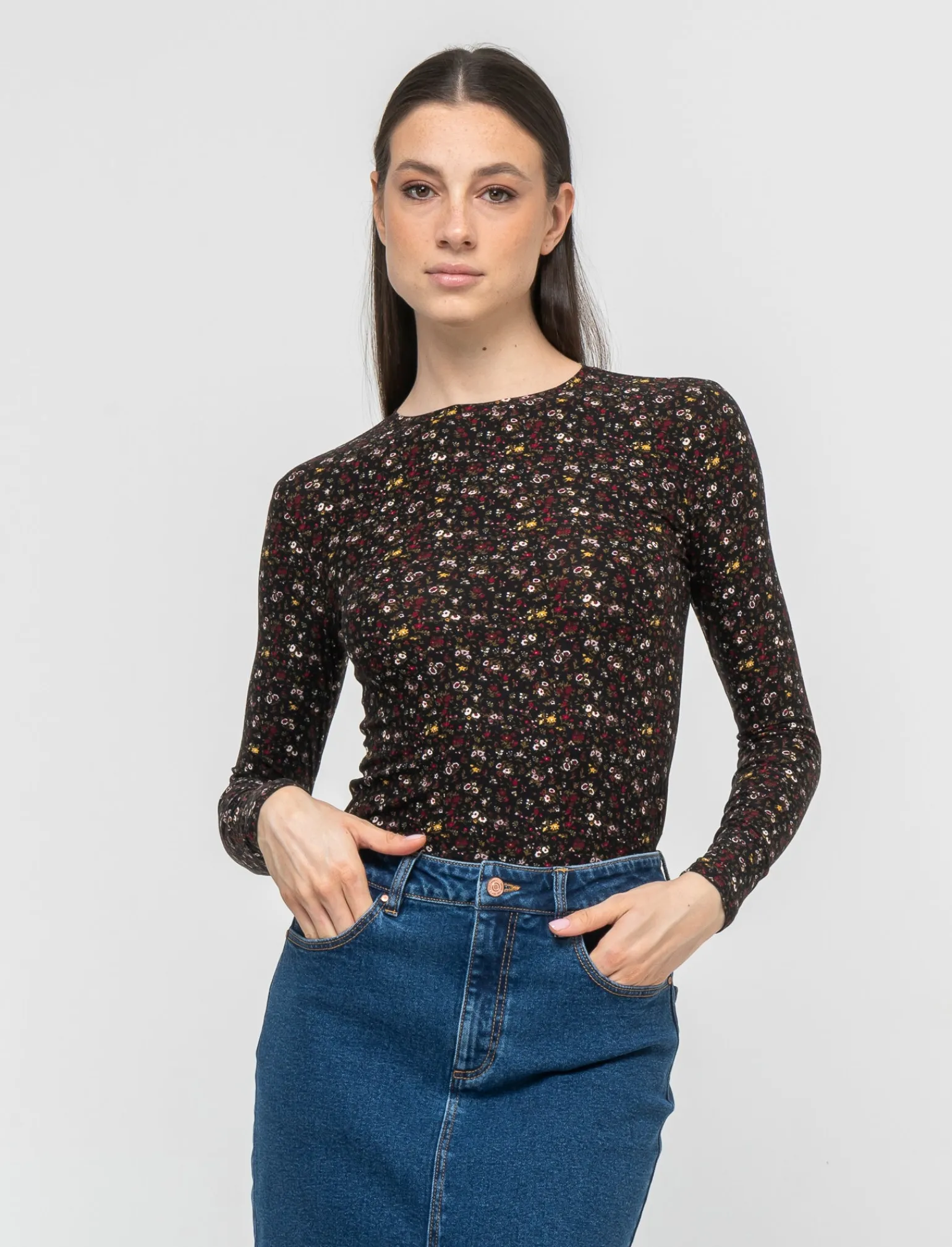 Donna Piazza Italia Donna | Maglieria<T-shirt girocollo stampata manica lunga - var 1