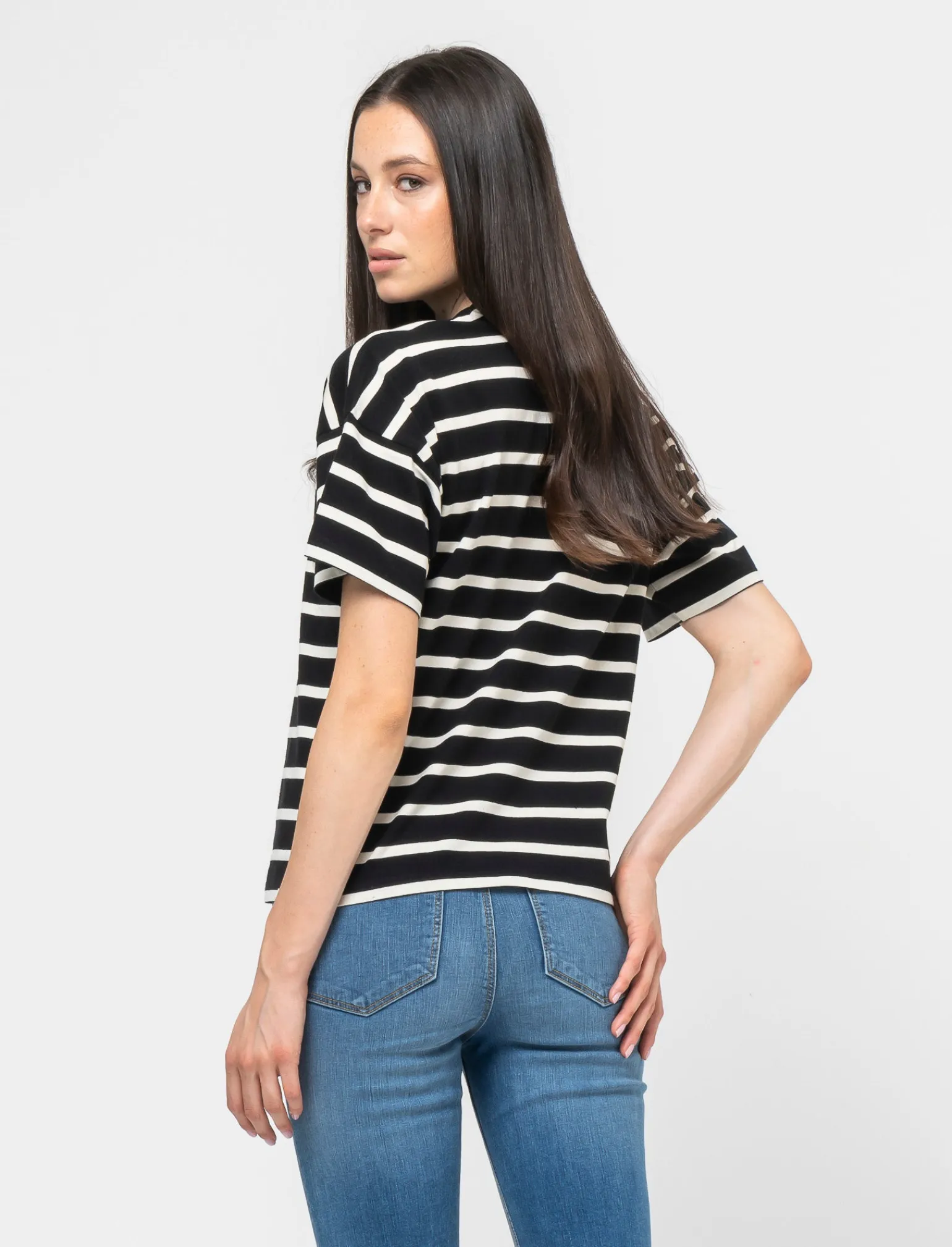 Donna Piazza Italia Maglieria<T-shirt in cotone con manica 3/4 a strisce - var 2
