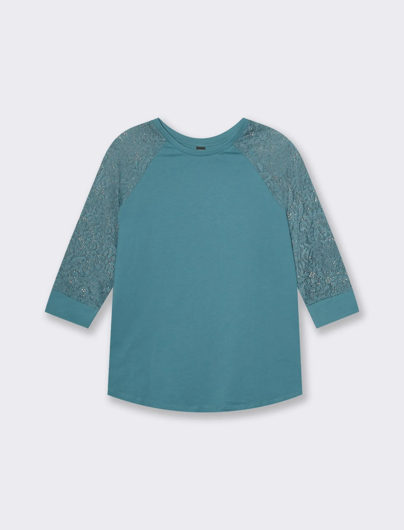 Donna Piazza Italia Maglieria<T-shirt in pizzo con manica 3/4 e motivi floreali raglan - petrolio