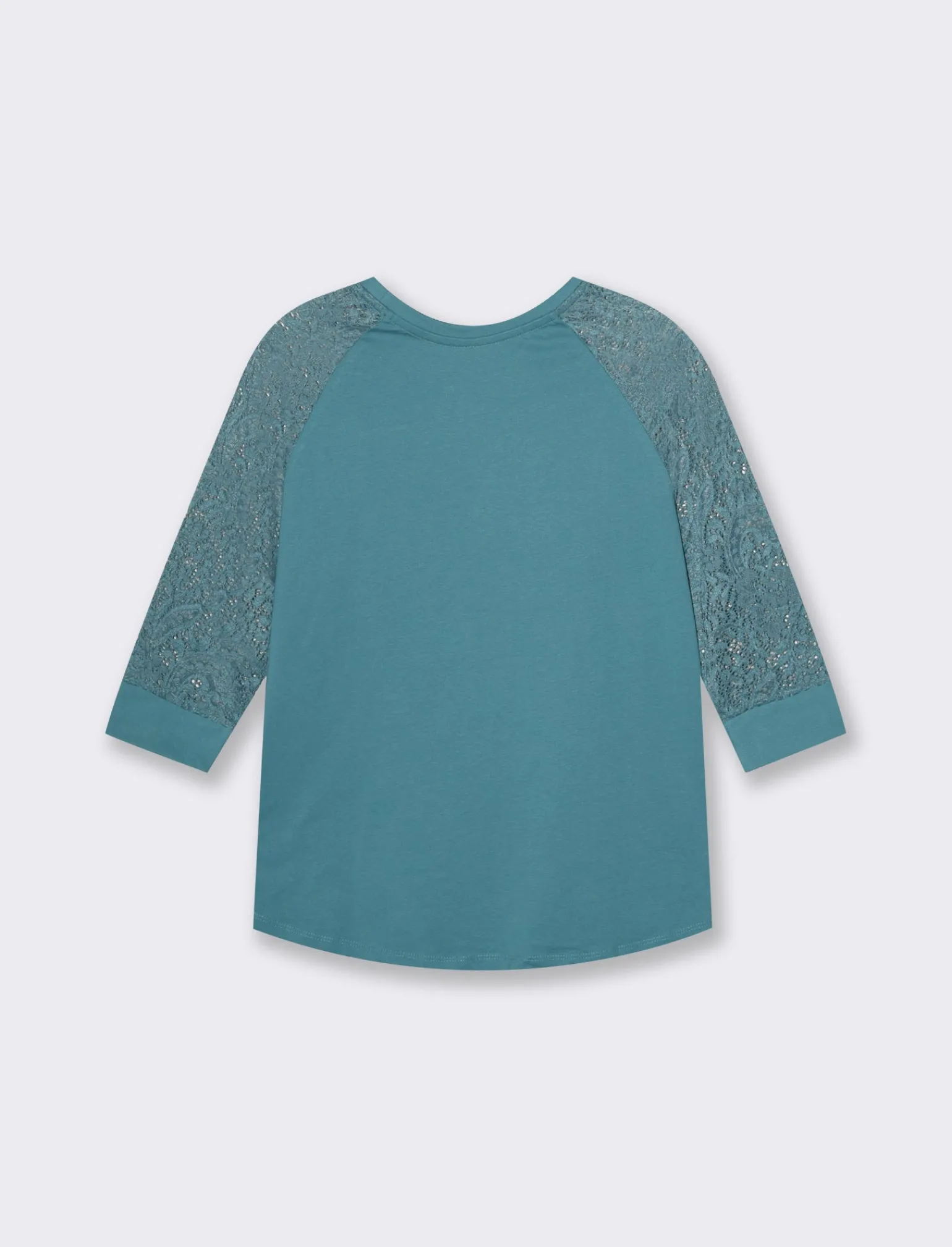 Donna Piazza Italia Maglieria<T-shirt in pizzo con manica 3/4 e motivi floreali raglan - petrolio