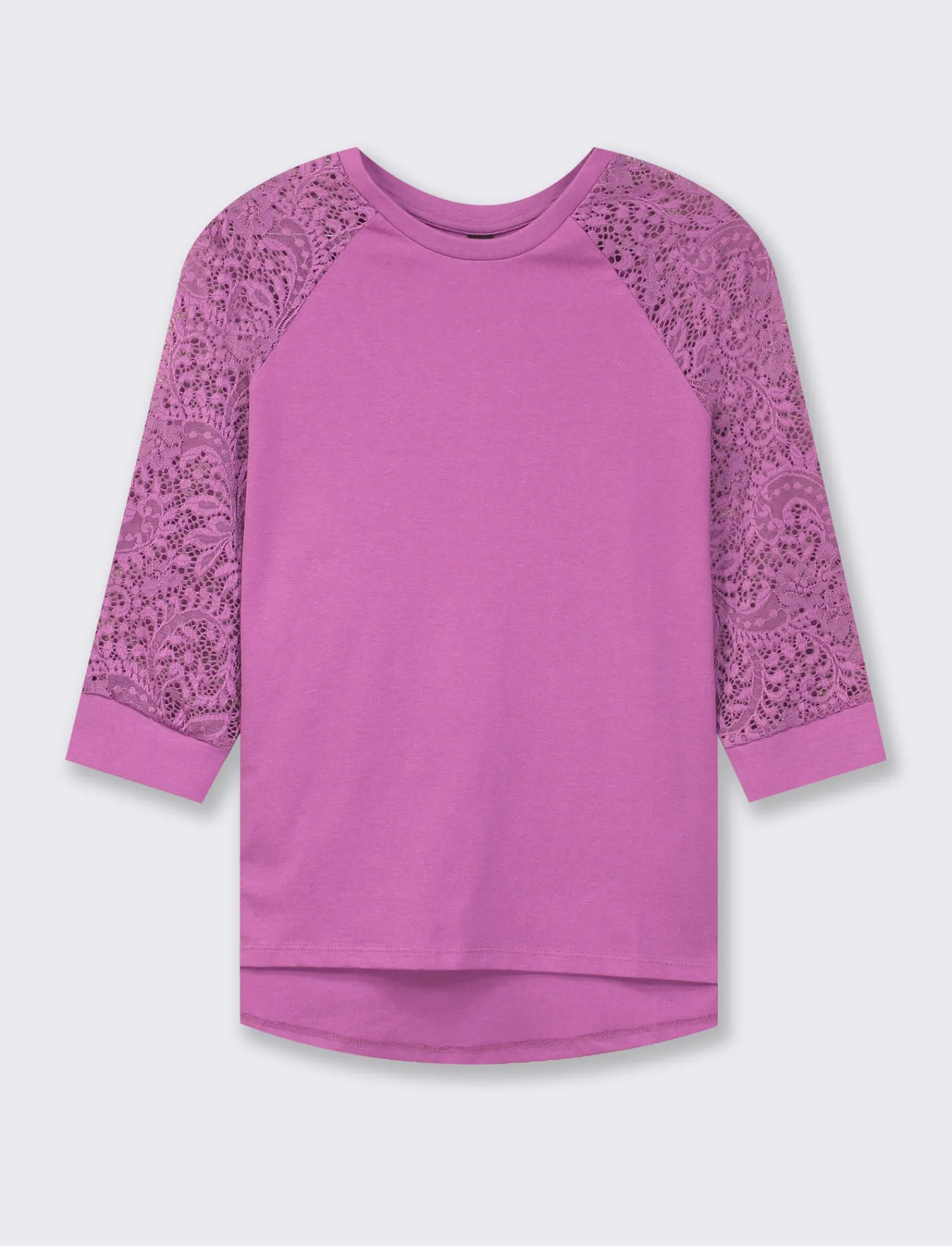 Donna Piazza Italia Maglieria<T-shirt in pizzo con manica 3/4 e motivi floreali raglan -