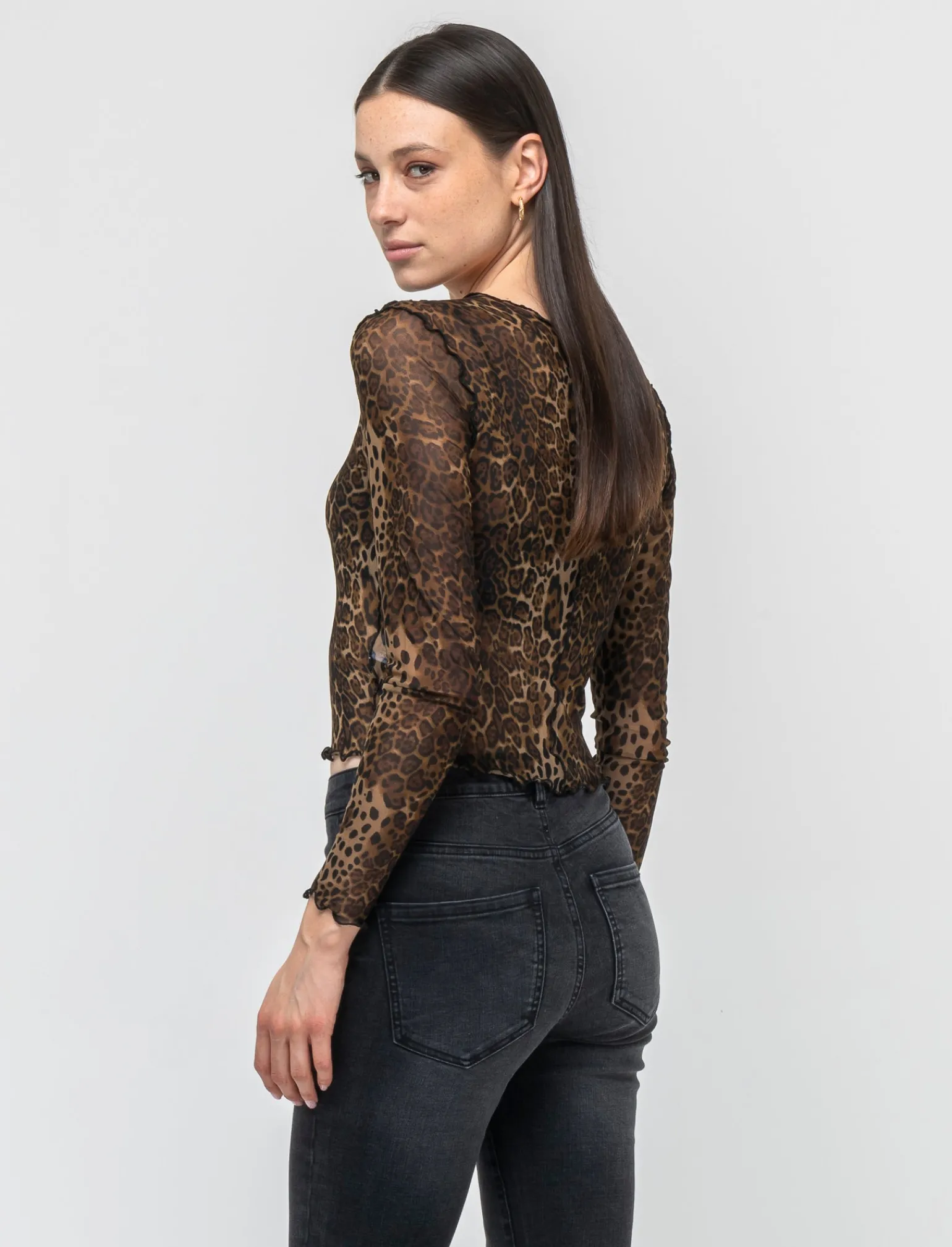 Donna Piazza Italia Maglieria<T-shirt in rete stampata manica lunga e vestibilità crop - var 1