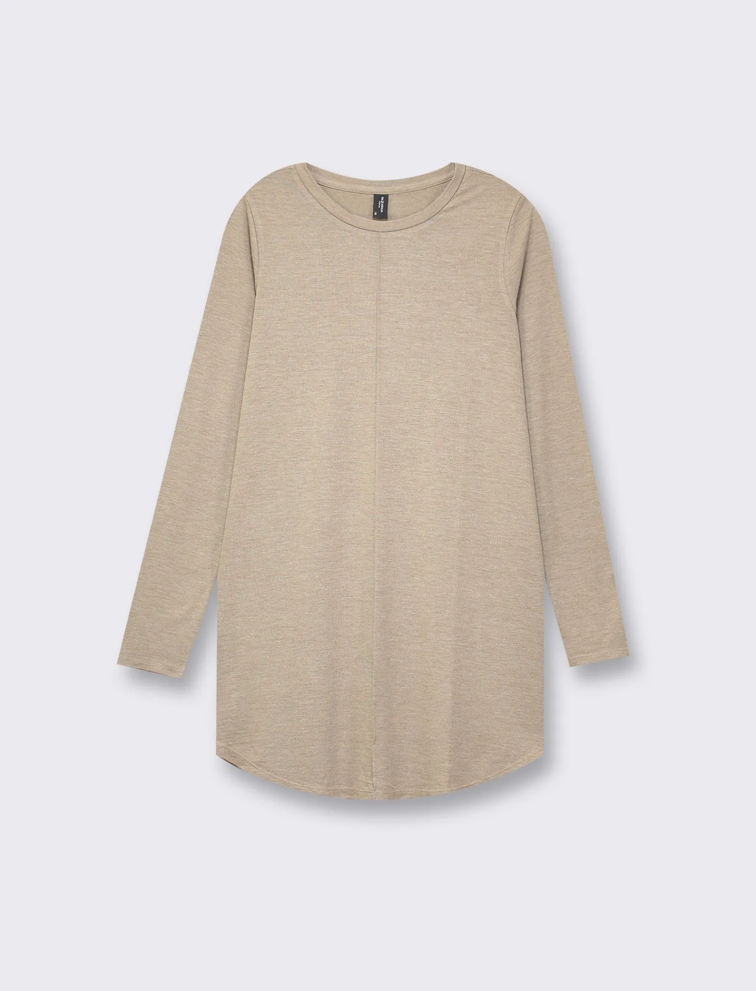 Donna Piazza Italia Donna | Maglieria<T-shirt lunga a girocollo a manica lunga e spacchi laterali - Tortora melange
