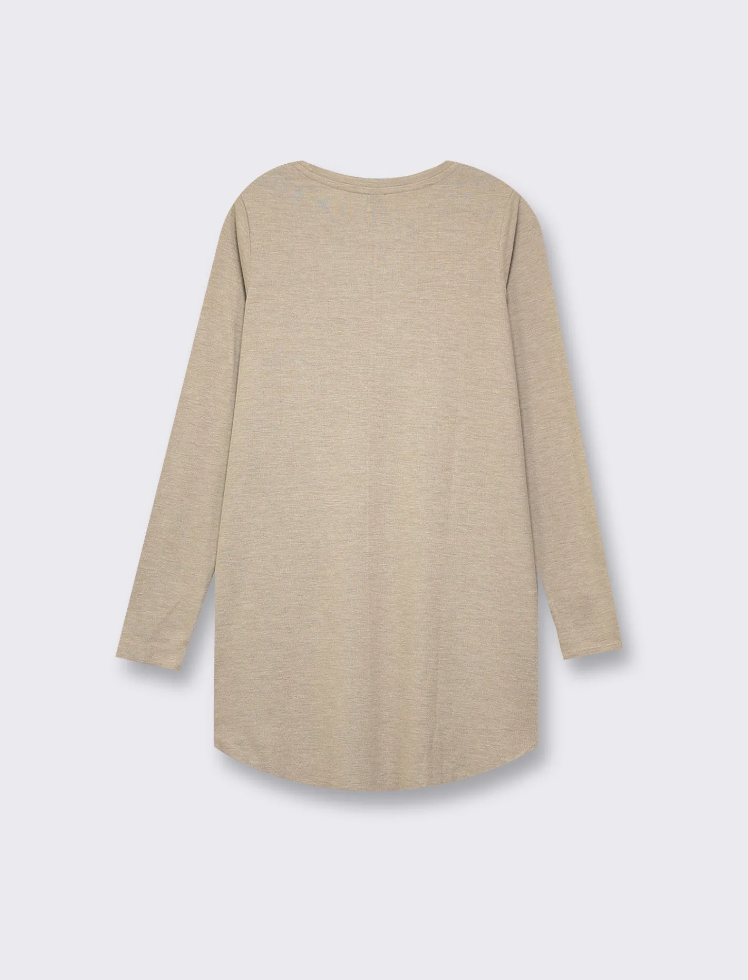 Donna Piazza Italia Donna | Maglieria<T-shirt lunga a girocollo a manica lunga e spacchi laterali - Tortora melange