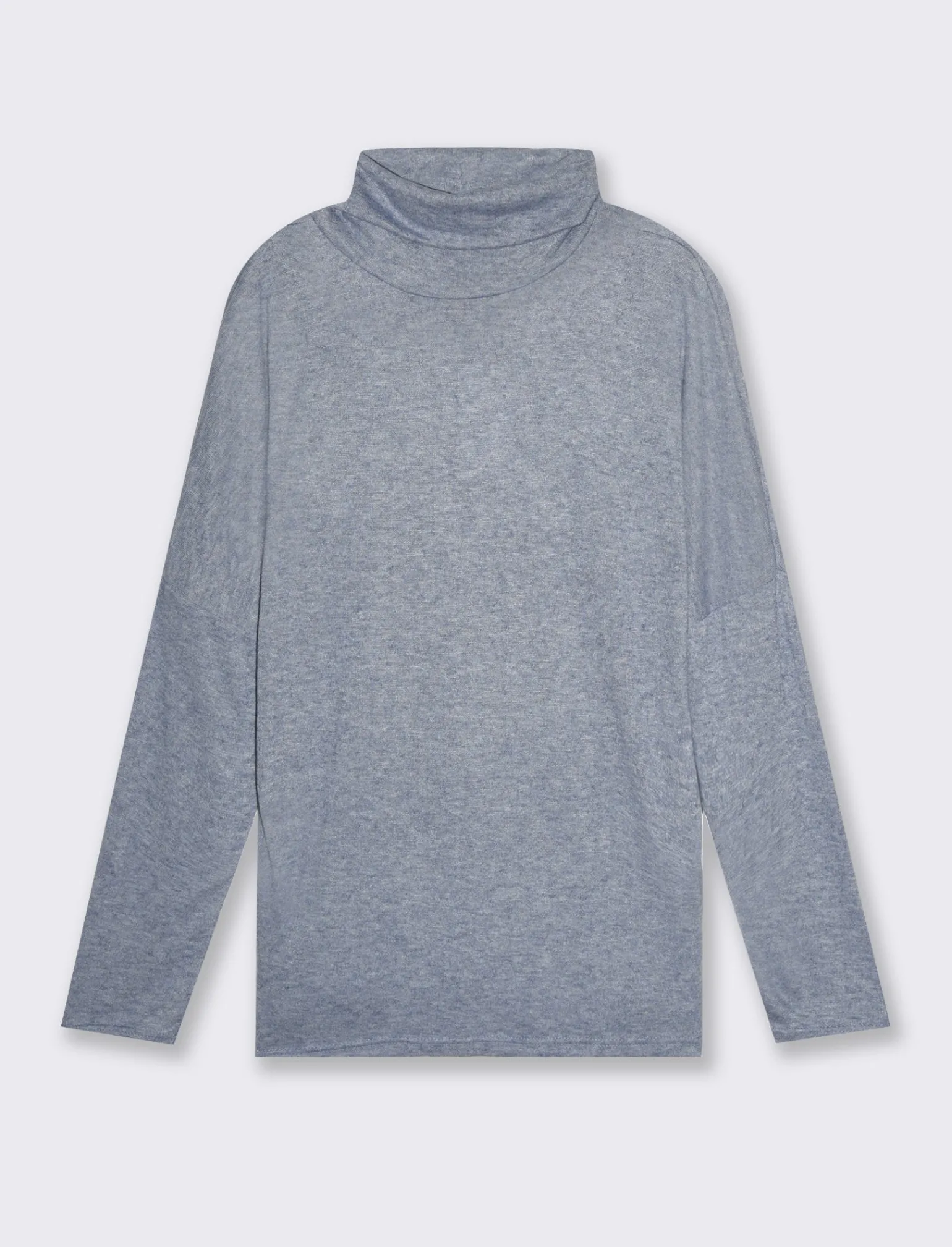 Donna Piazza Italia Maglieria<T-shirt manica lunga a collo alto e arricciatura - Denim