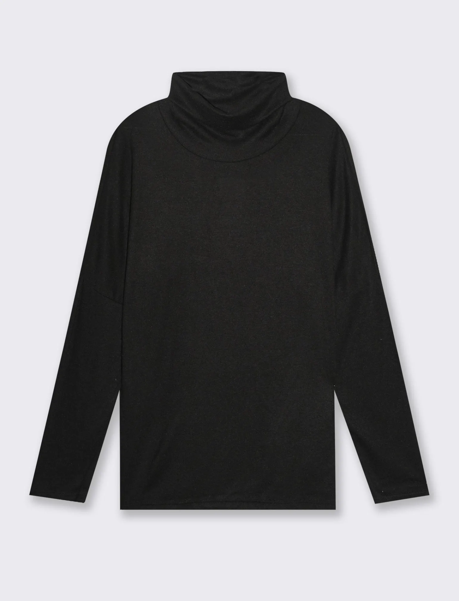 Donna Piazza Italia Maglieria<T-shirt manica lunga a collo alto e arricciatura - Nero