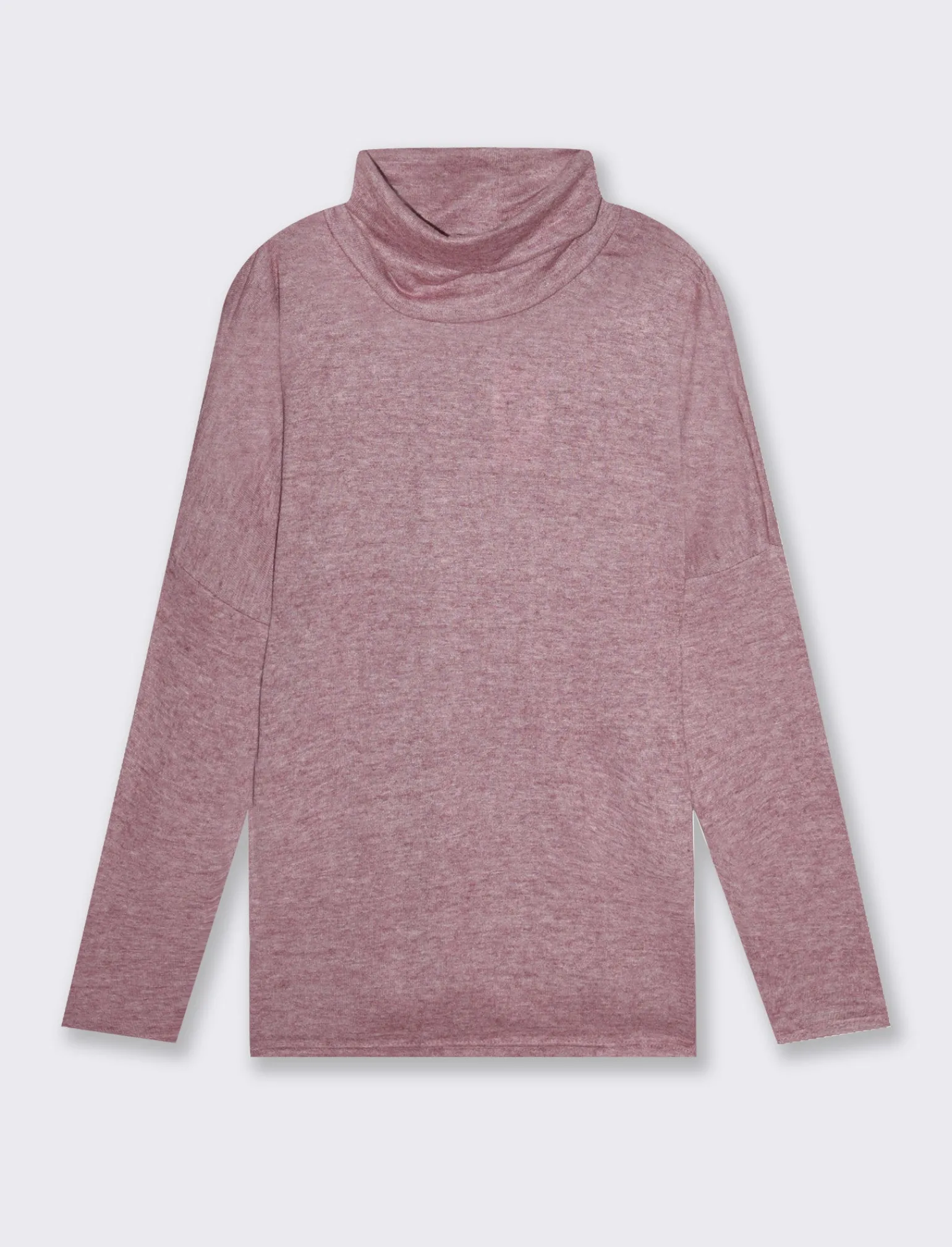 Donna Piazza Italia Maglieria<T-shirt manica lunga a collo alto e arricciatura - Rosa