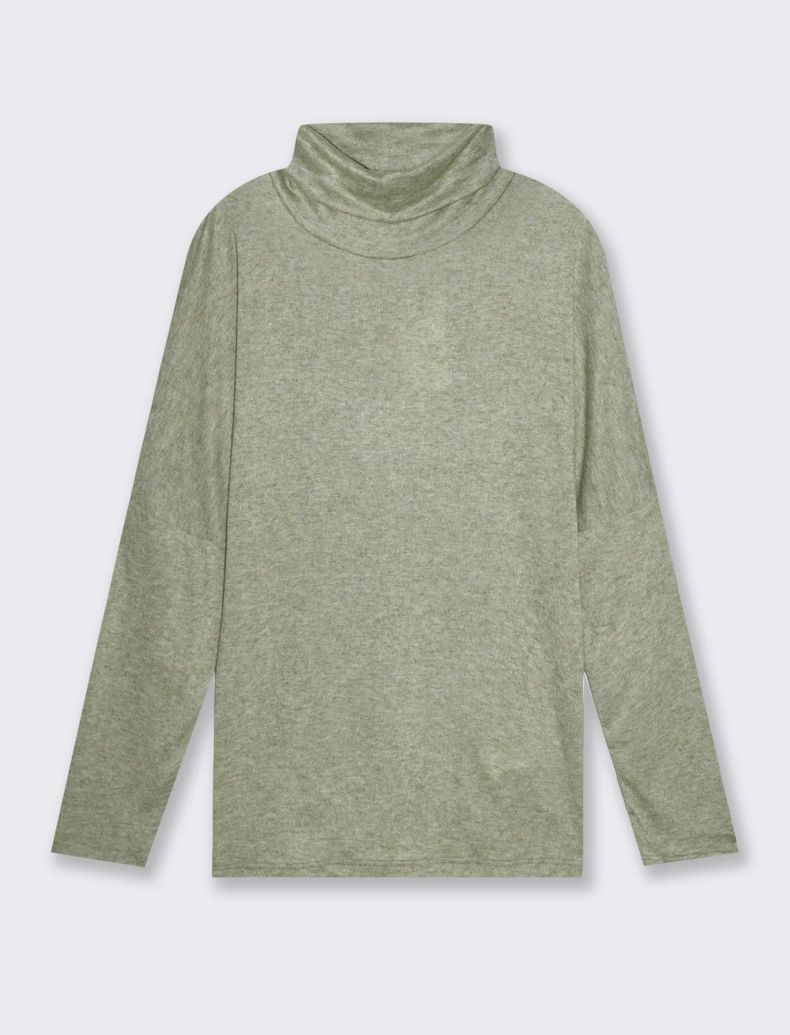 Donna Piazza Italia Maglieria<T-shirt manica lunga a collo alto e arricciatura - Verde