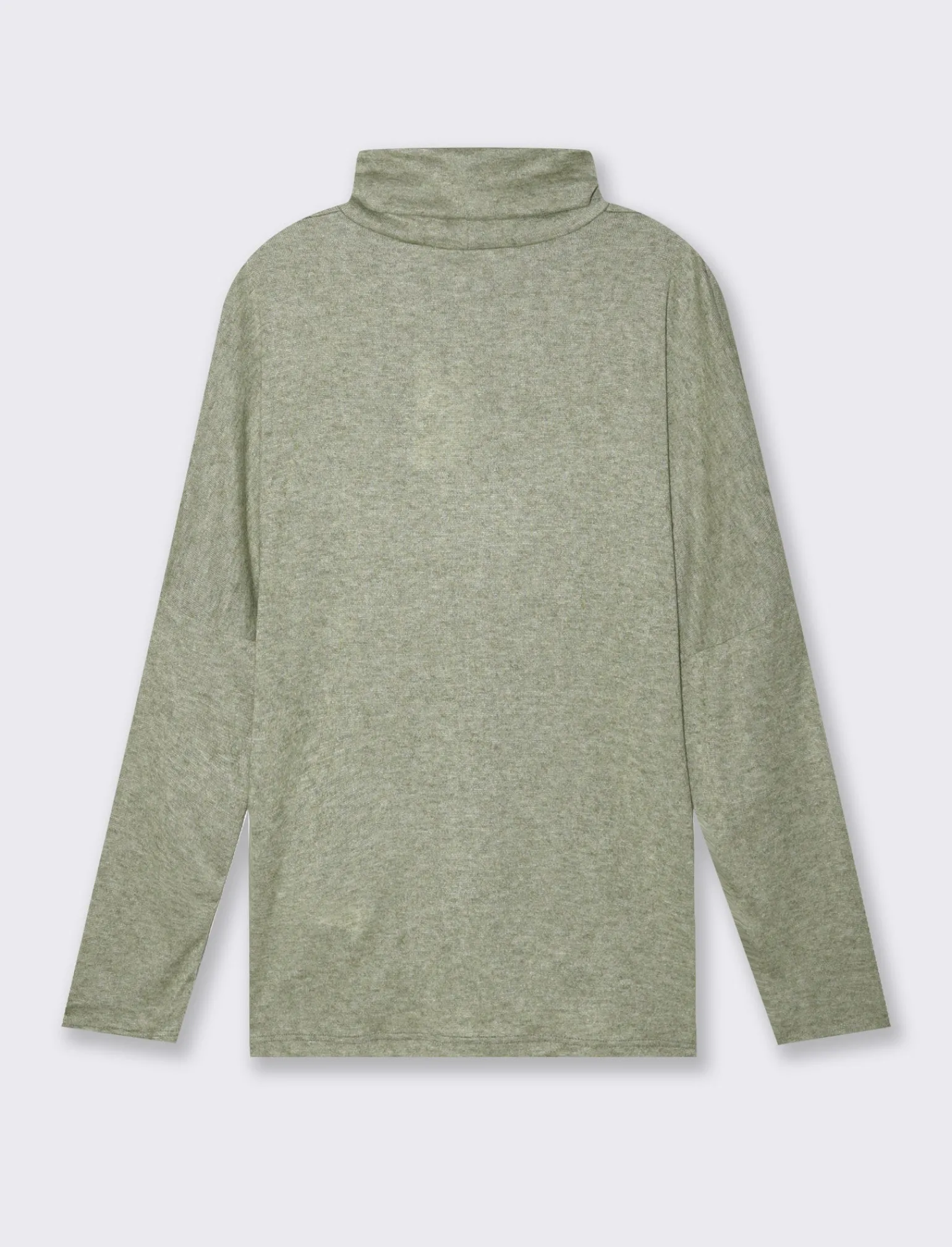 Donna Piazza Italia Maglieria<T-shirt manica lunga a collo alto e arricciatura - Verde