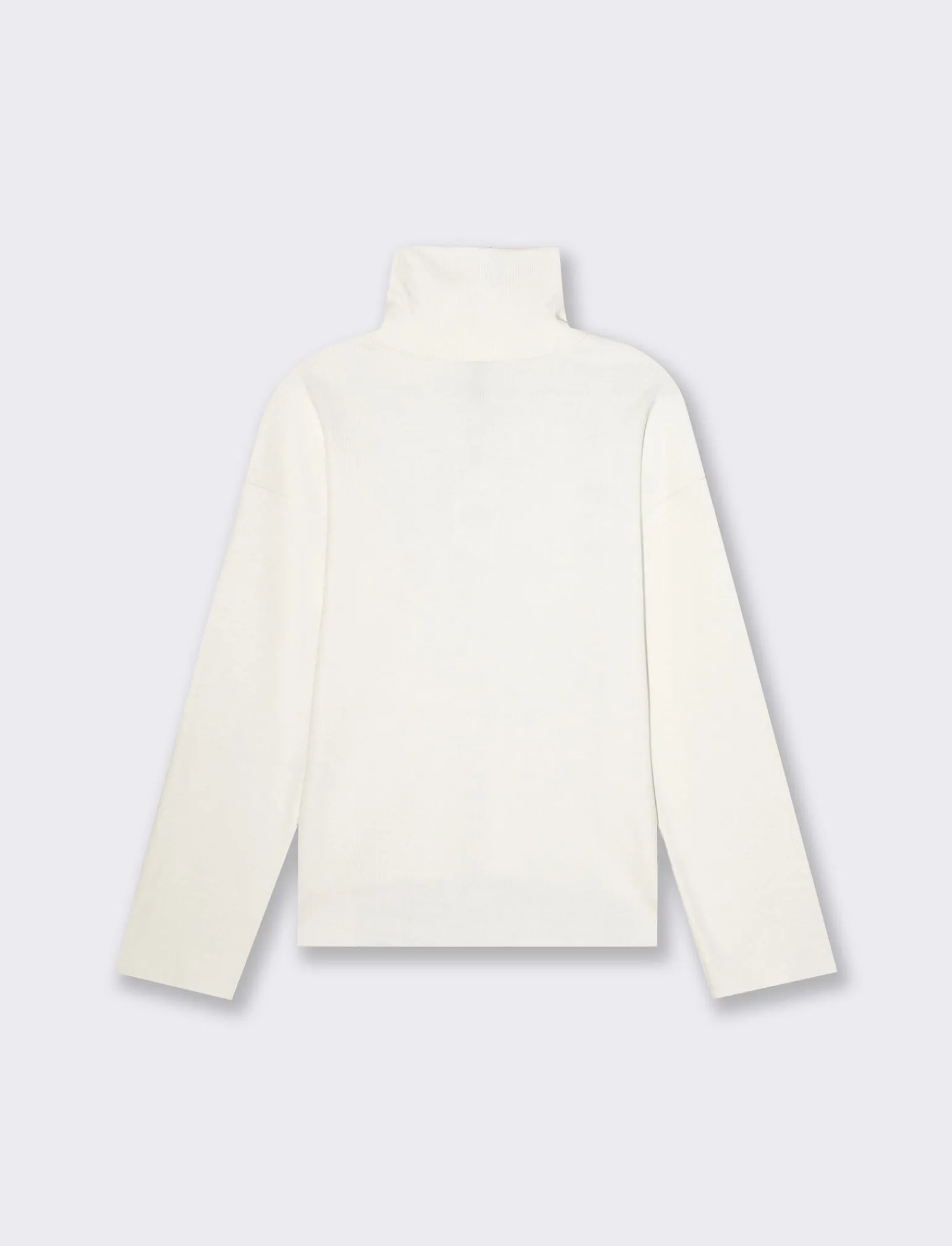 Donna Piazza Italia Maglieria<T-shirt manica lunga collo alto e cucitura frontale tessuto tipo maglina - Avorio