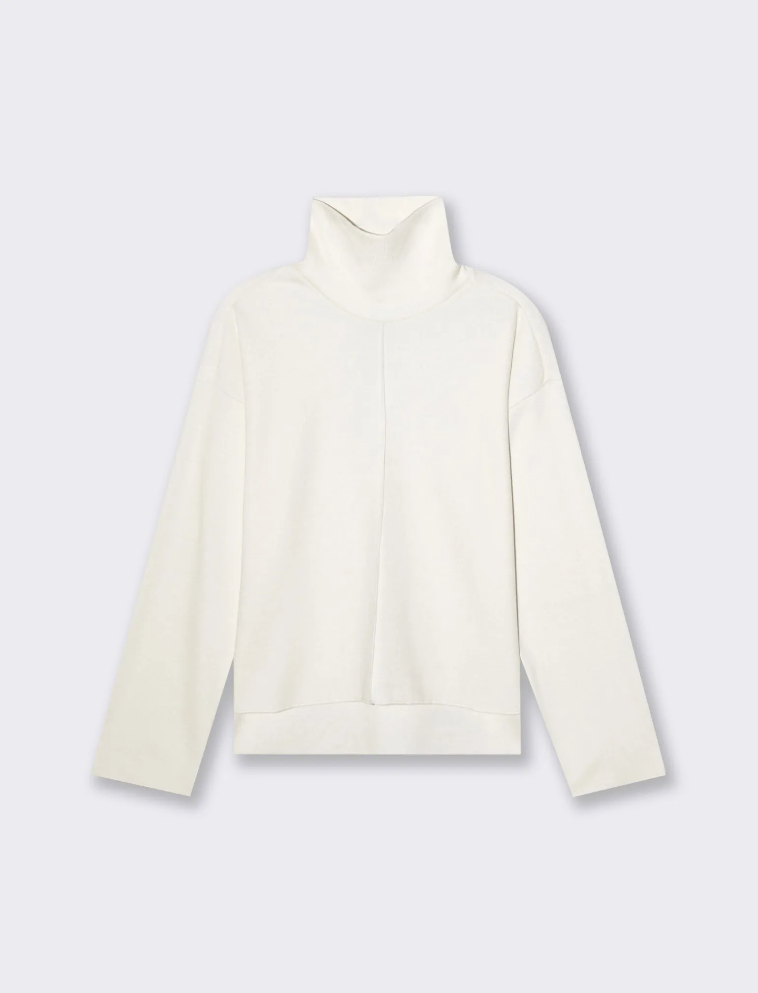 Donna Piazza Italia Maglieria<T-shirt manica lunga collo alto e cucitura frontale tessuto tipo maglina - Avorio