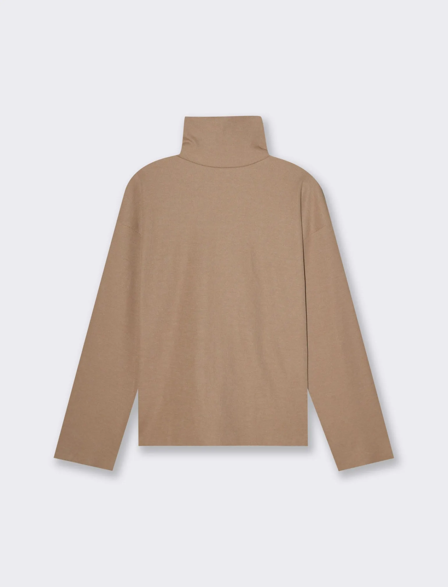 Donna Piazza Italia Maglieria<T-shirt manica lunga collo alto e cucitura frontale tessuto tipo maglina - Cammello