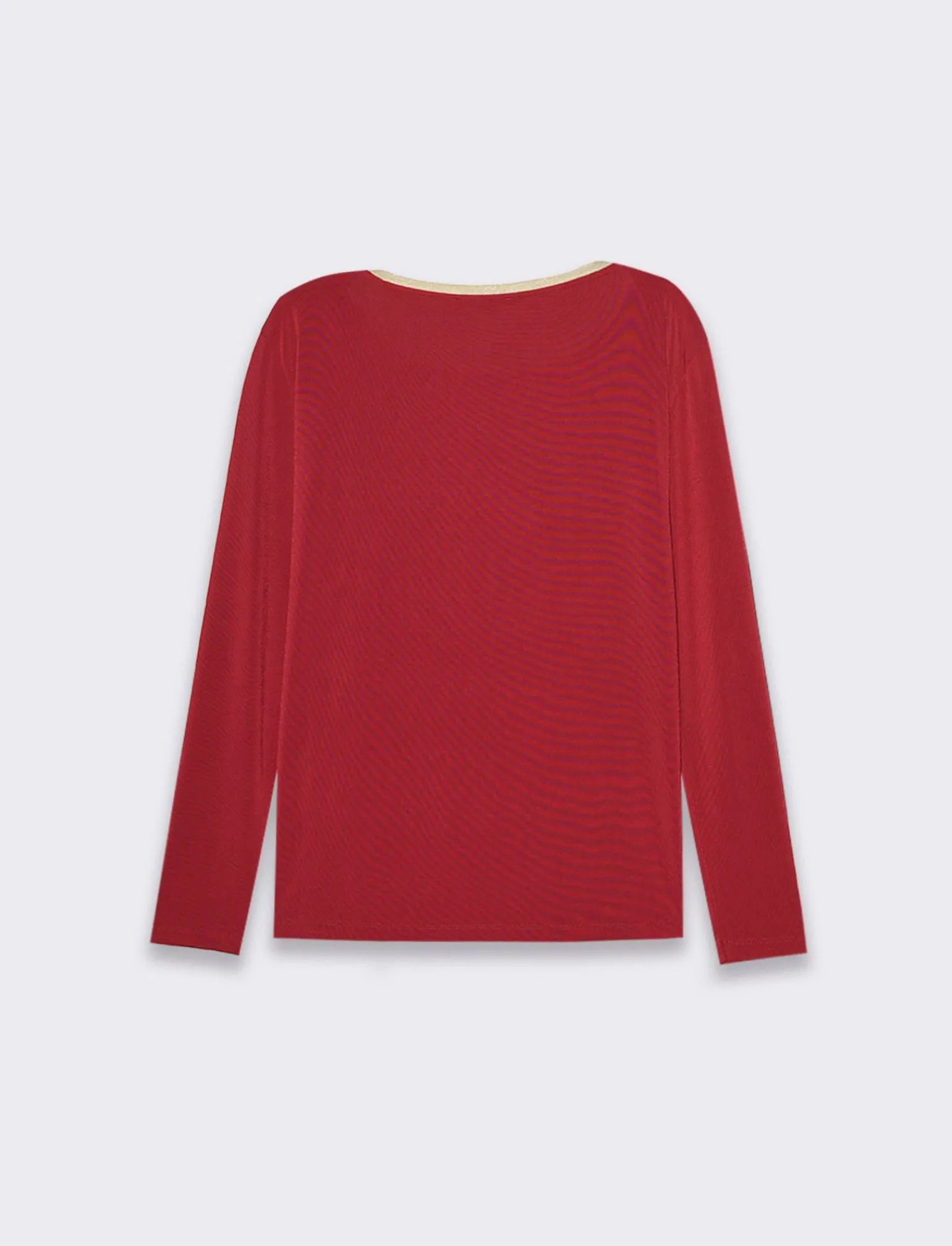 Donna Piazza Italia Donna | Maglieria<T-shirt manica lunga, girocollo con bordo in filo effetto metallico - Bordeaux