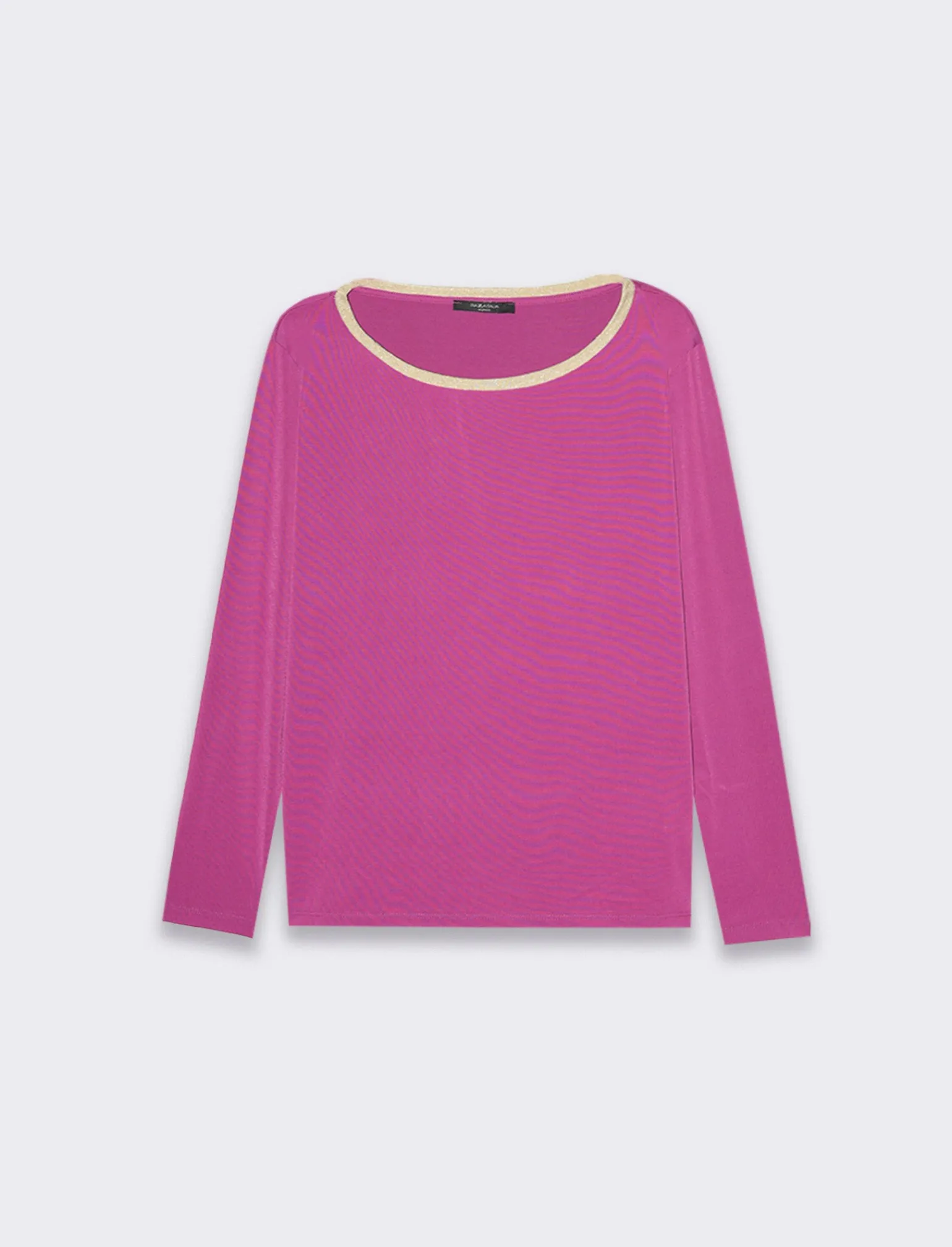 Donna Piazza Italia Donna | Maglieria<T-shirt manica lunga, girocollo con bordo in filo effetto metallico - Magenta