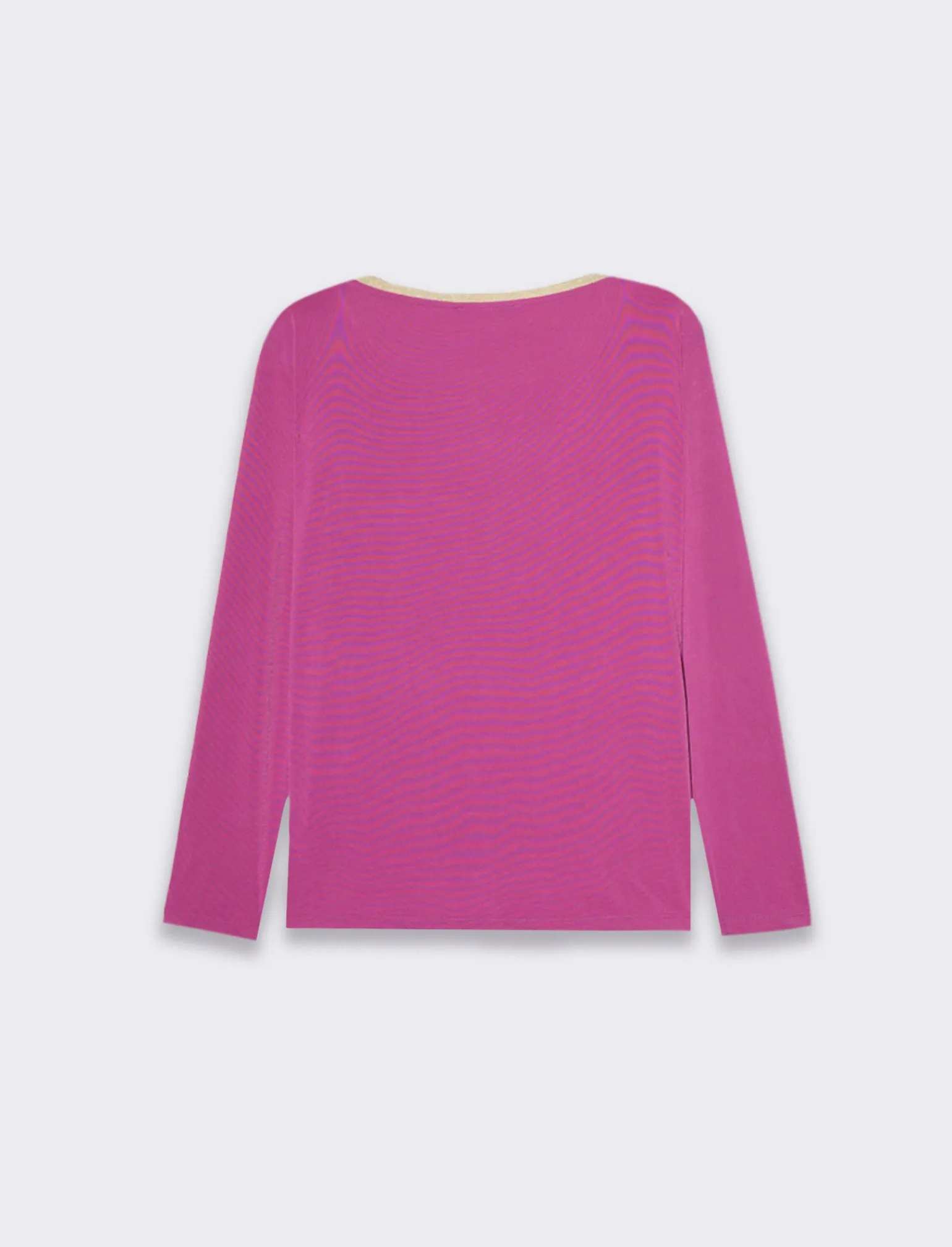 Donna Piazza Italia Donna | Maglieria<T-shirt manica lunga, girocollo con bordo in filo effetto metallico - Magenta