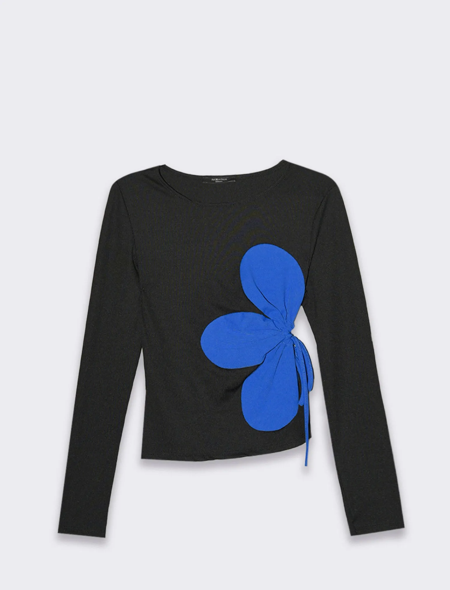 Donna Piazza Italia Maglieria<T-shirt manica lunga girocollo con cut-out sul fianco  - -blu