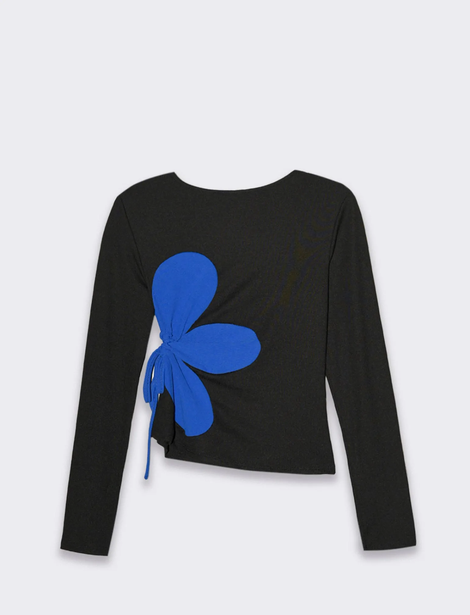 Donna Piazza Italia Maglieria<T-shirt manica lunga girocollo con cut-out sul fianco  - -blu