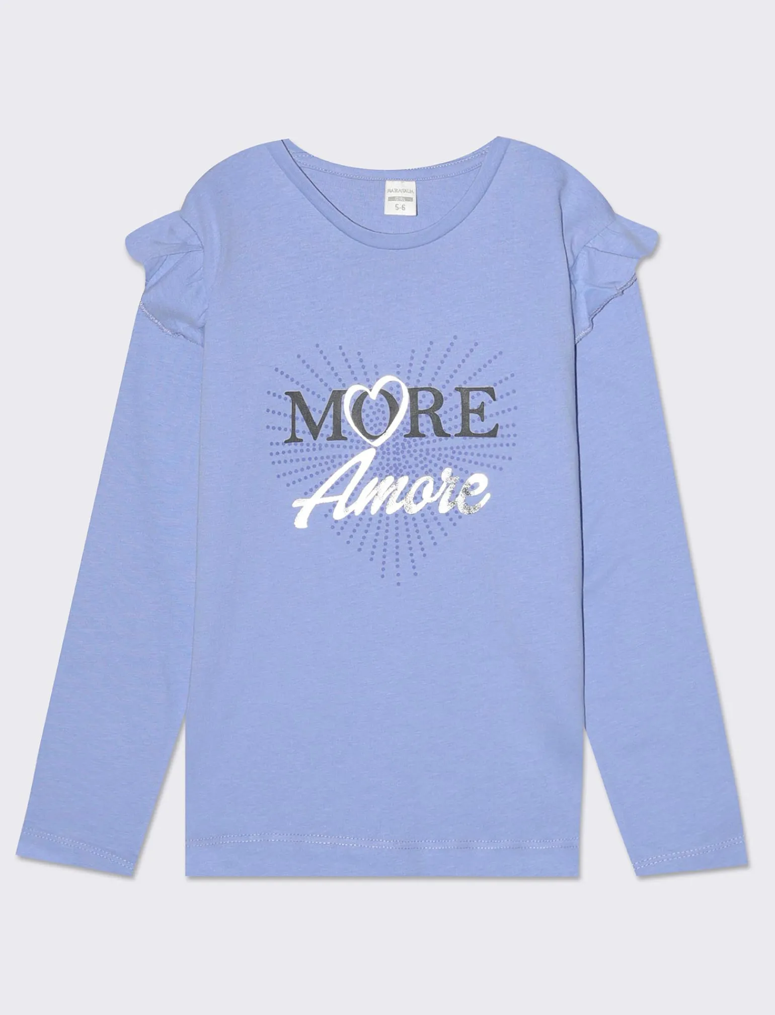 Piazza Italia Bambina | T-Shirt E Top<T-shirt manica lunga in cotone con rouches e stampa con dettagli effetto metallizzato -