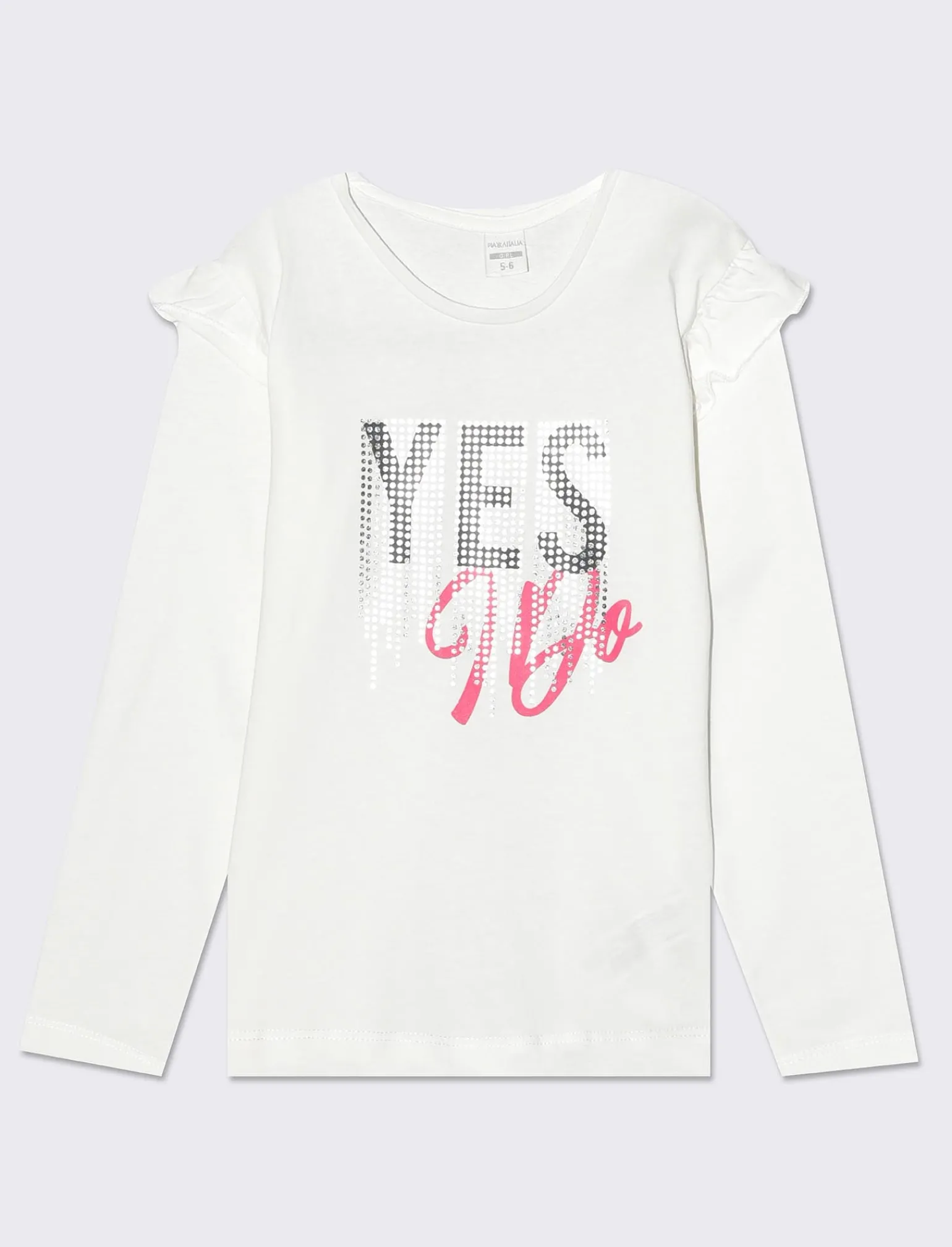 Piazza Italia Bambina | T-Shirt E Top<T-shirt manica lunga in cotone con rouches e stampa con dettagli effetto metallizzato - sporco