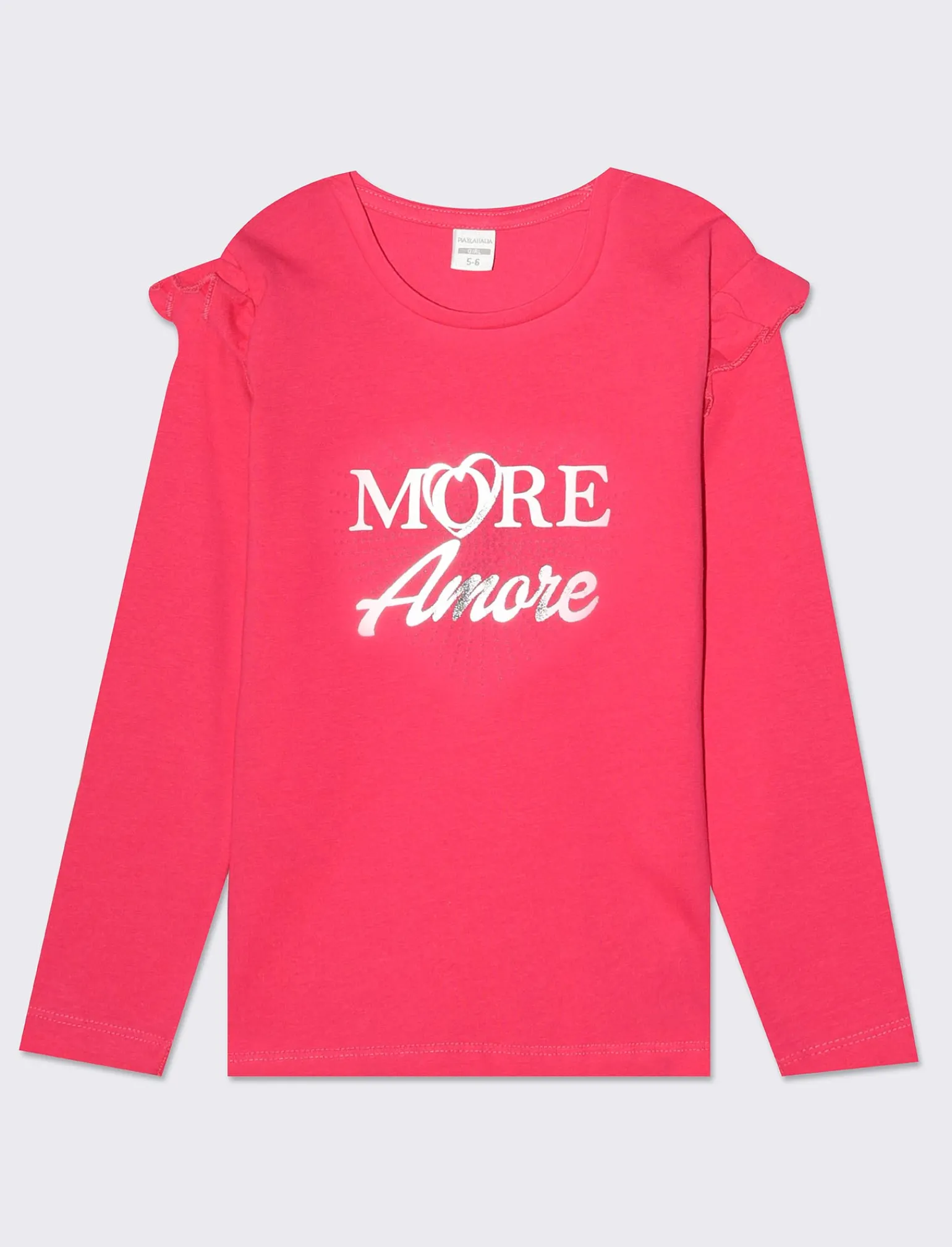 Piazza Italia Bambina | T-Shirt E Top<T-shirt manica lunga in cotone con rouches e stampa con dettagli effetto metallizzato -