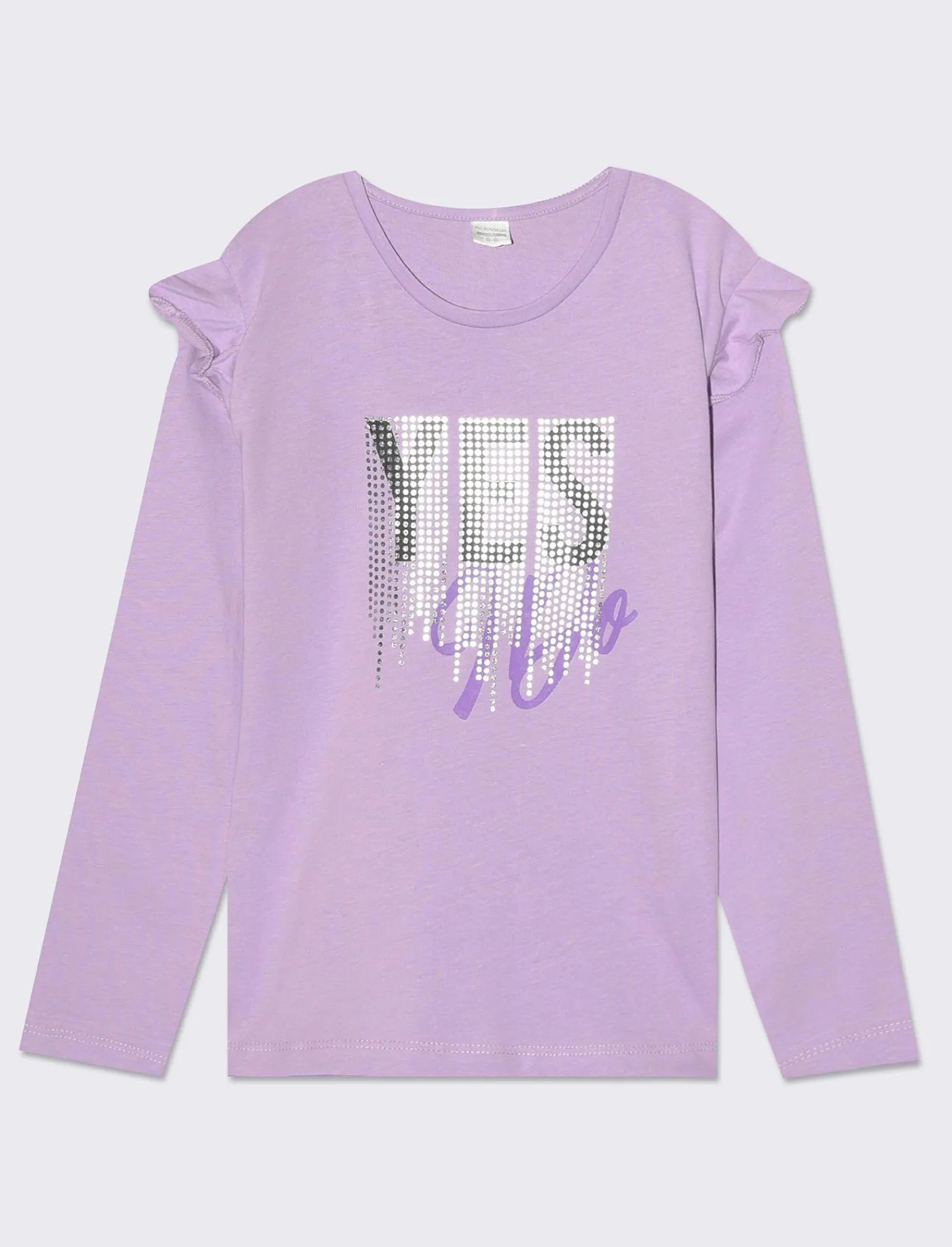 Piazza Italia Bambina | T-Shirt E Top<T-shirt manica lunga in cotone con rouches e stampa con dettagli effetto metallizzato - Lilla