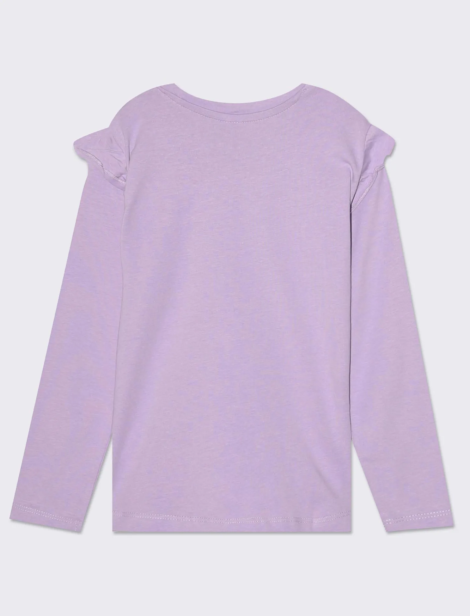 Piazza Italia Bambina | T-Shirt E Top<T-shirt manica lunga in cotone con rouches e stampa con dettagli effetto metallizzato - Lilla