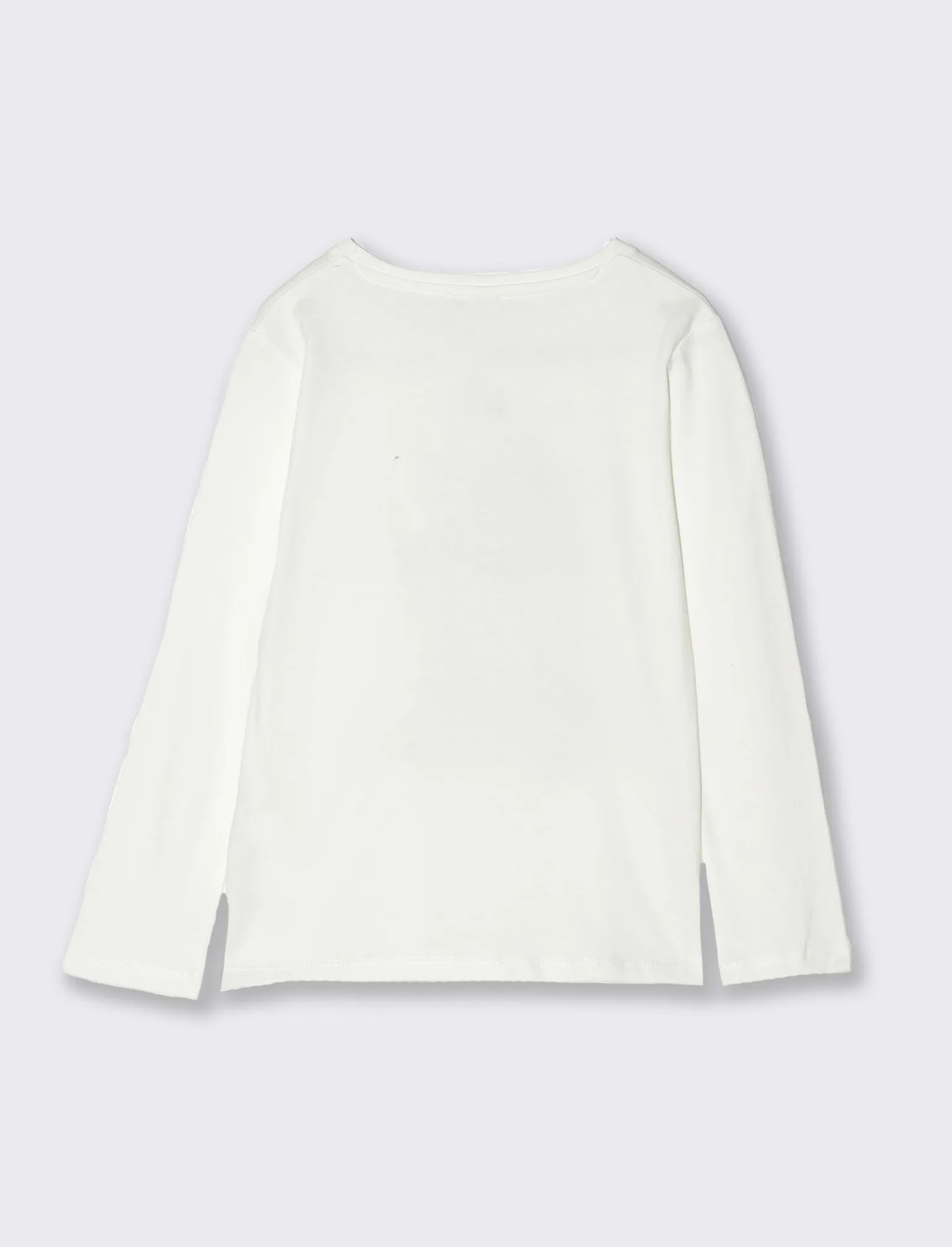 Piazza Italia Bambina | T-Shirt E Top<T-shirt manica lunga in cotone con stampa e dettaglio paillettes - Bianco sporco