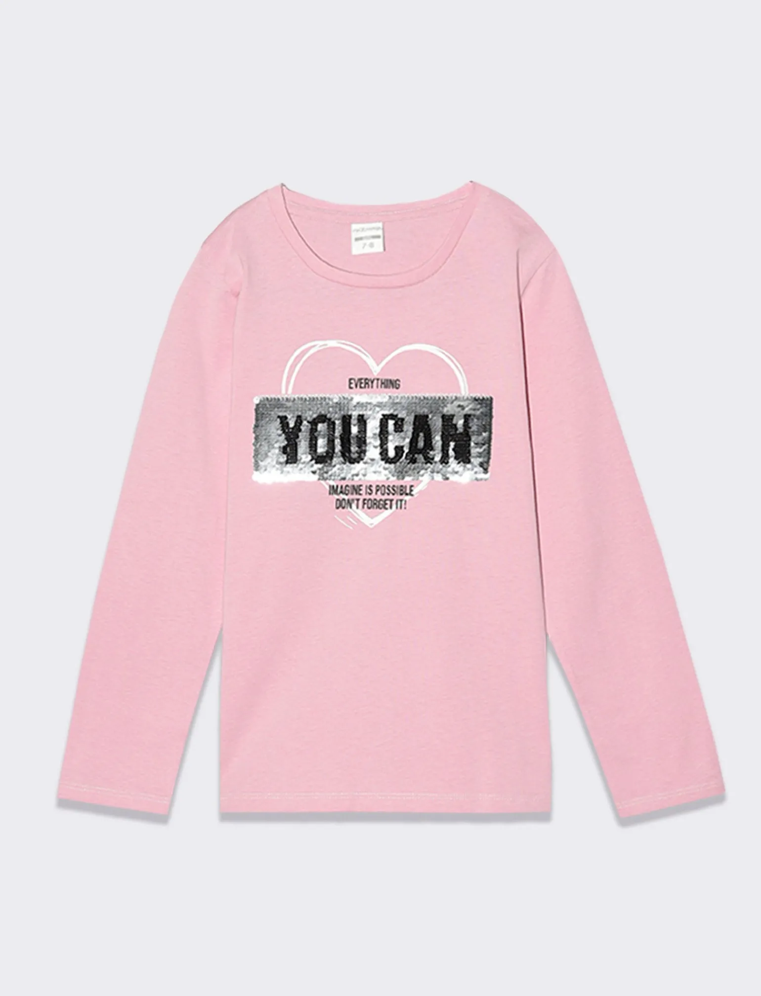 Piazza Italia Bambina | T-Shirt E Top<T-shirt manica lunga in cotone con stampa e dettaglio paillettes -