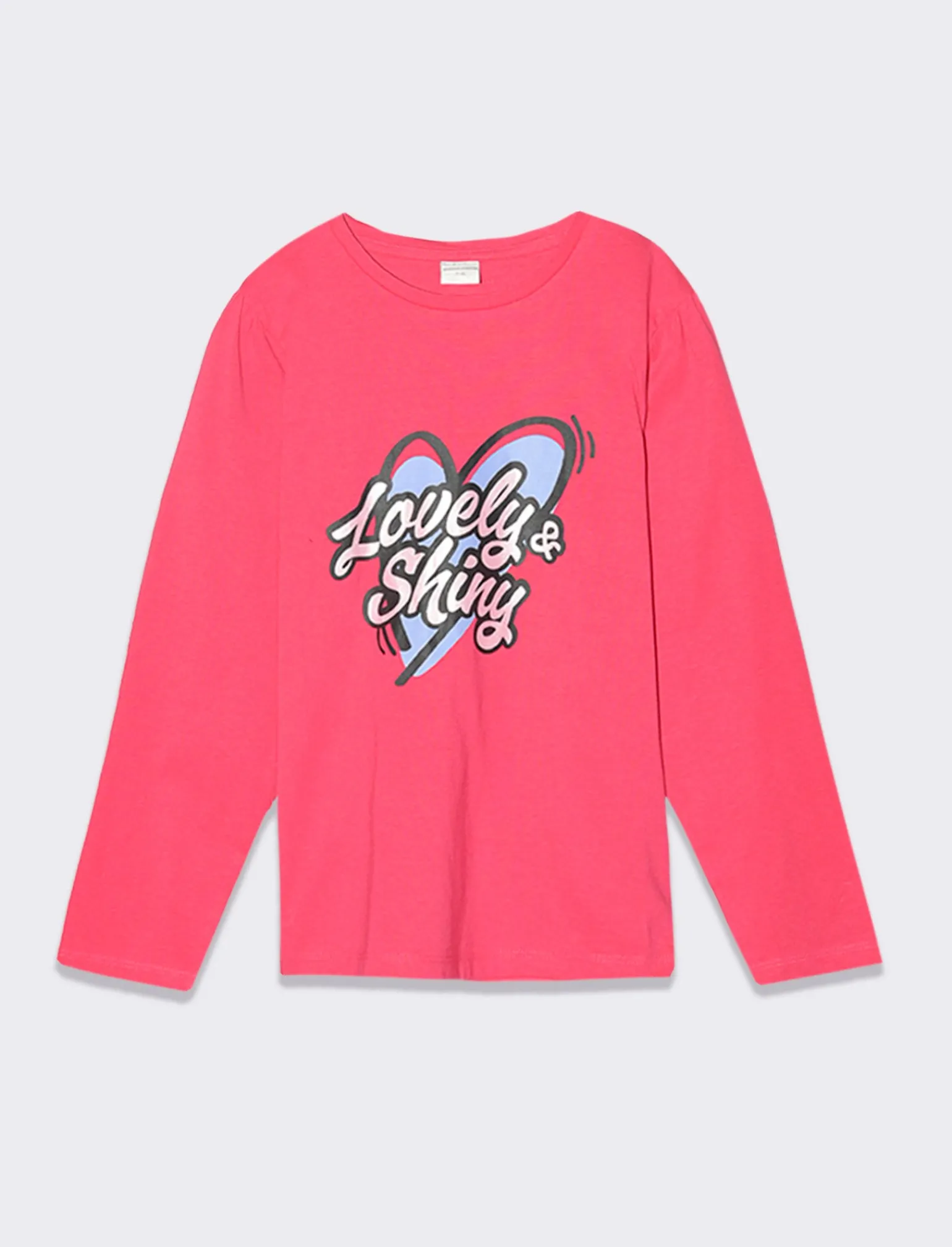 Piazza Italia Bambina | T-Shirt E Top<T-shirt manica lunga in cotone con stampa lucida e arriccio sulla manica -