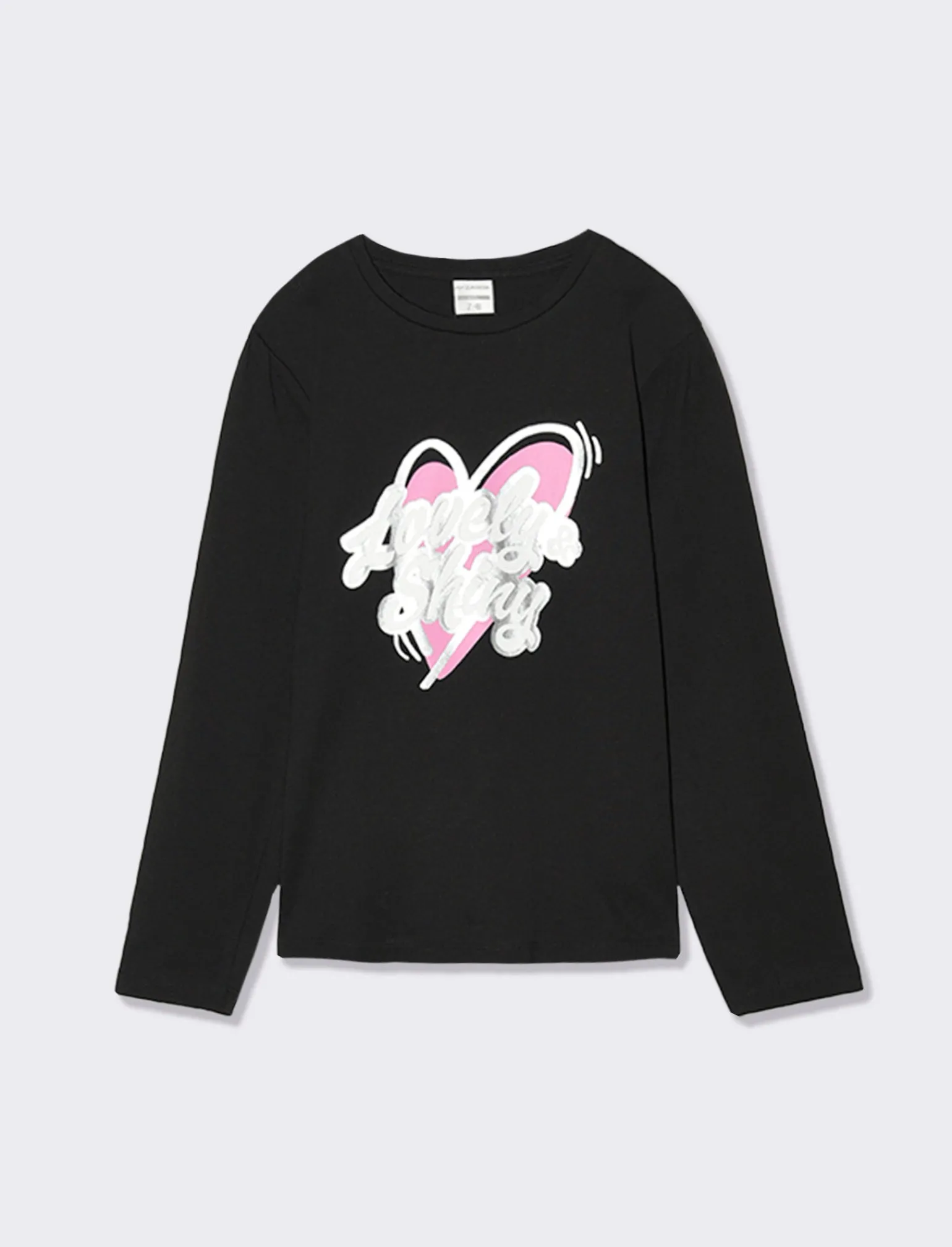 Piazza Italia Bambina | T-Shirt E Top<T-shirt manica lunga in cotone con stampa lucida e arriccio sulla manica -