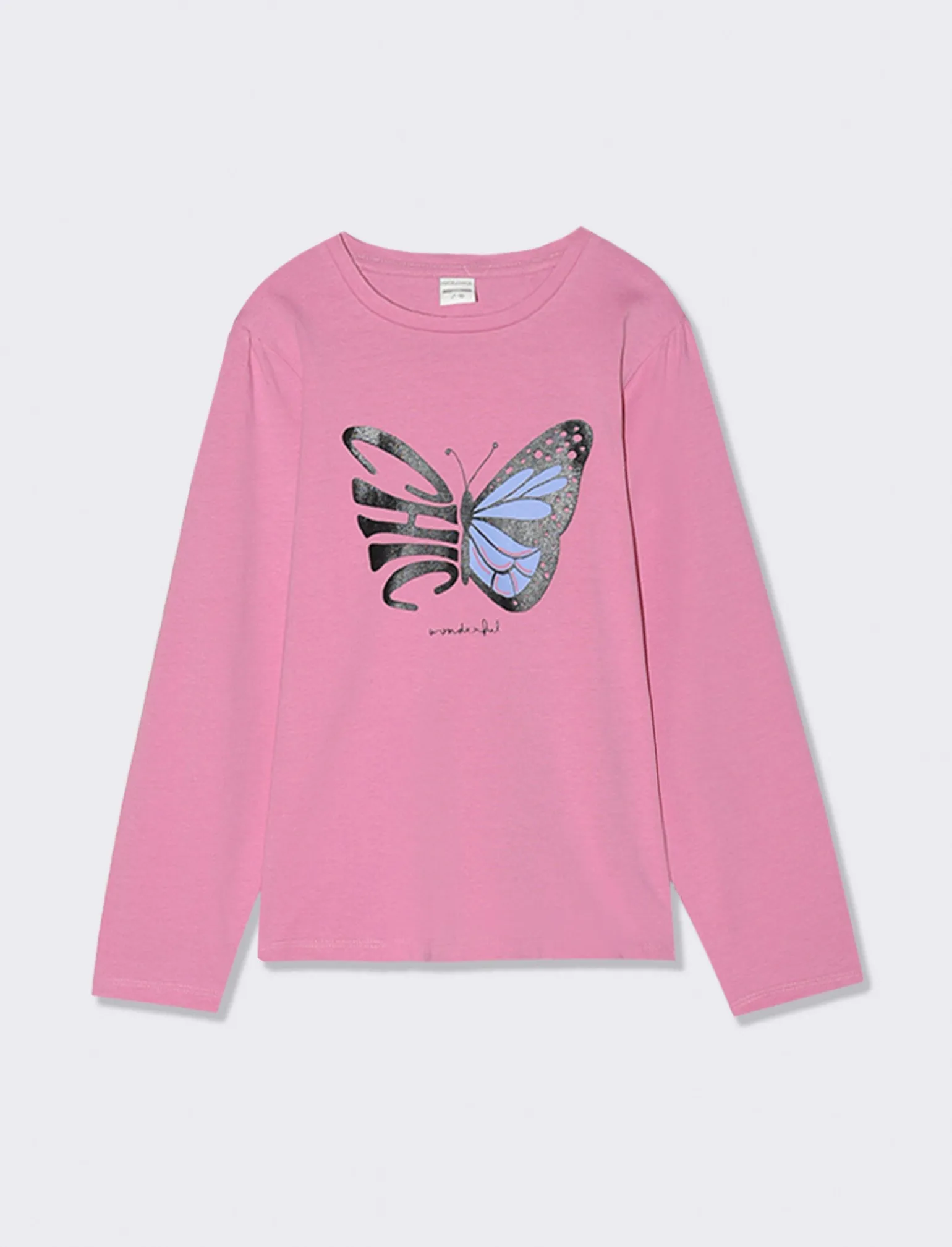 Piazza Italia Bambina | T-Shirt E Top<T-shirt manica lunga in cotone con stampa lucida e arriccio sulla manica -