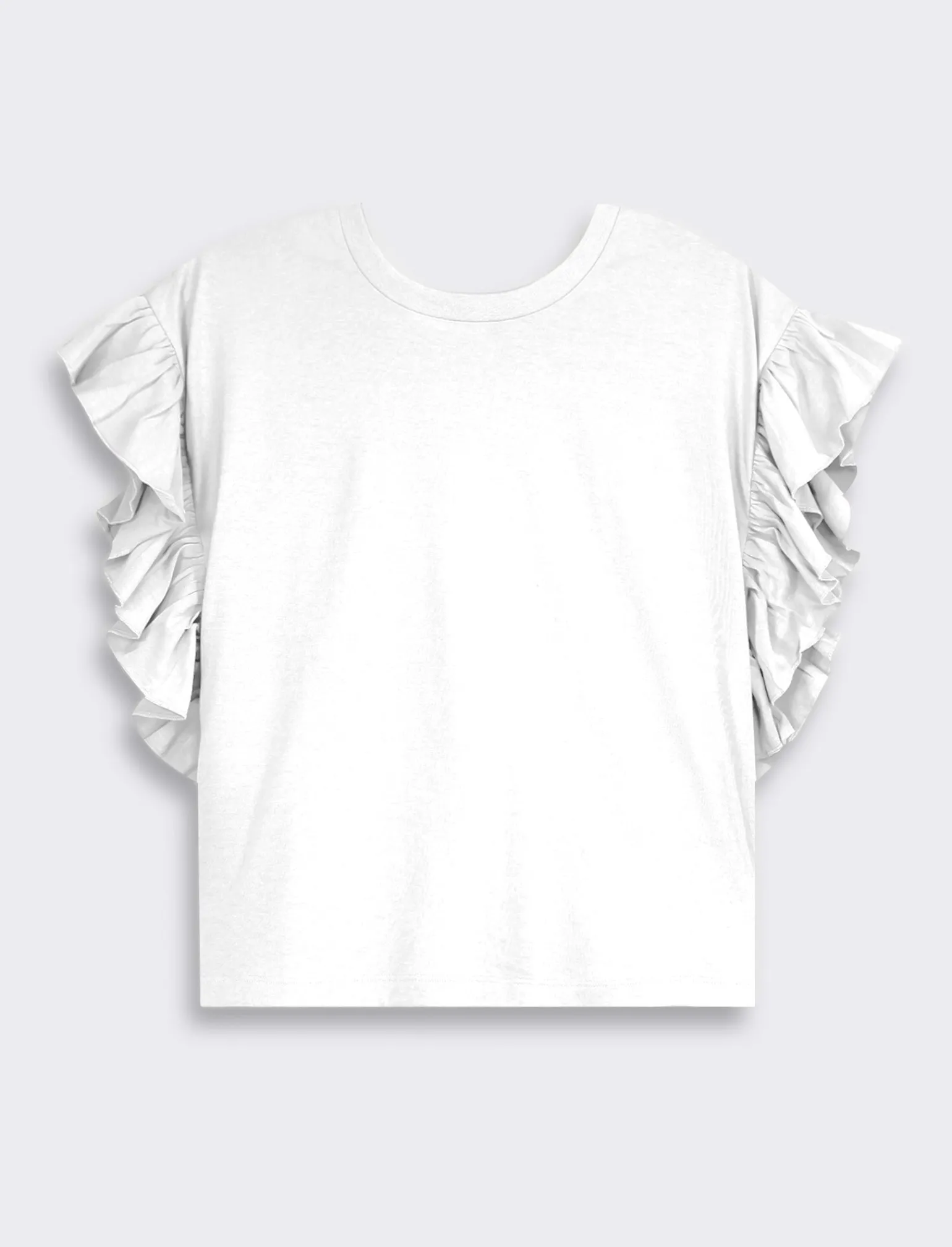 Donna Piazza Italia Donna | T-Shirt E Top<T-shirt mezza manica girocollo con applicazione rouches sulla manica - latte