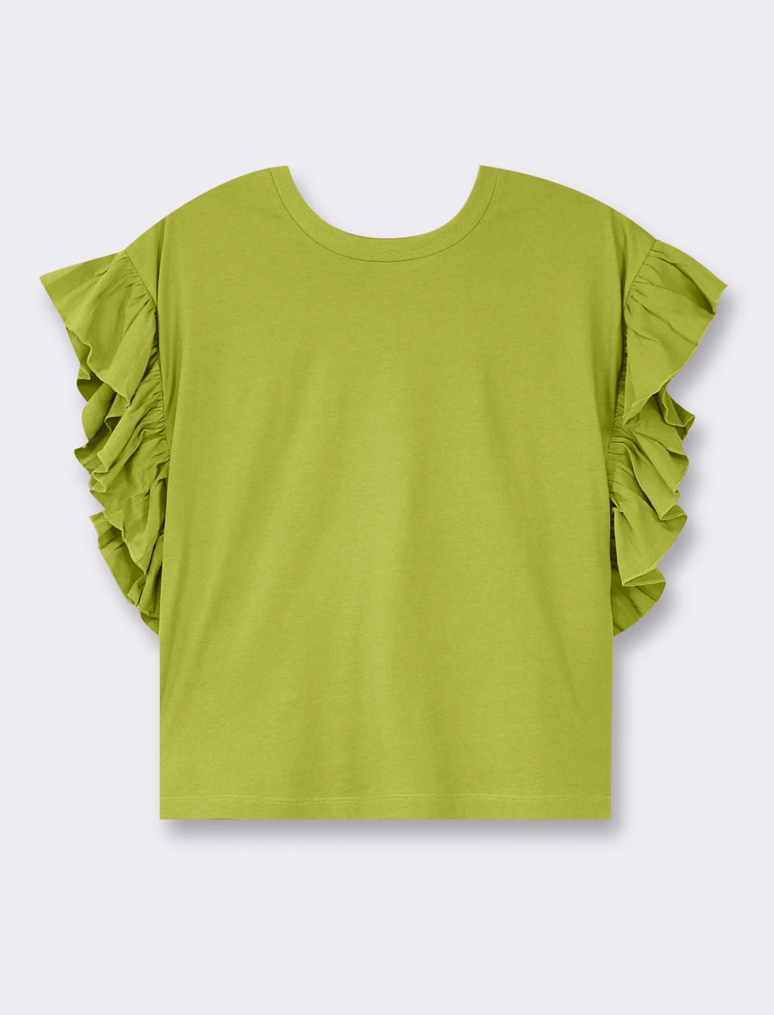 Donna Piazza Italia Donna | T-Shirt E Top<T-shirt mezza manica girocollo con applicazione rouches sulla manica - pistacchio