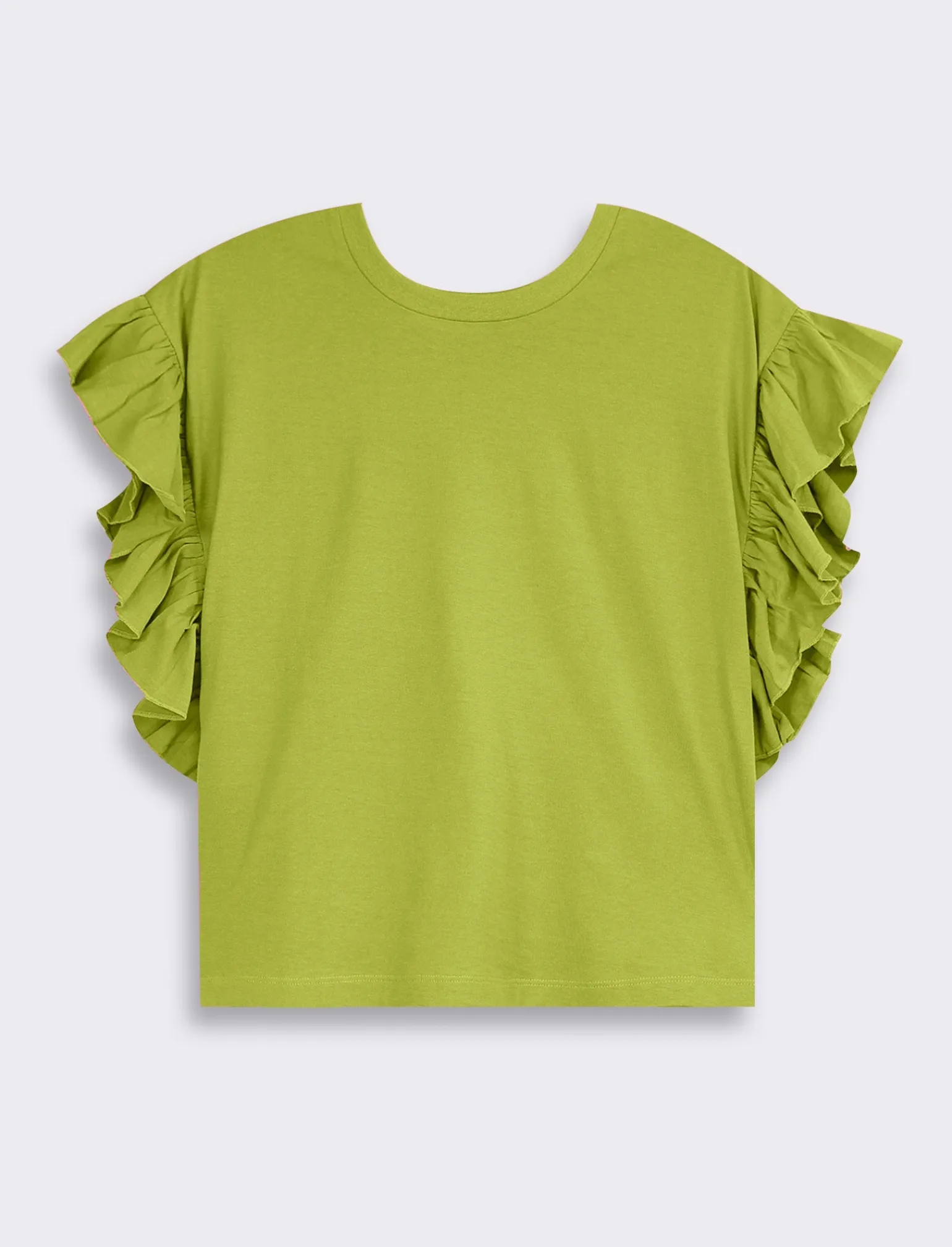 Donna Piazza Italia Donna | T-Shirt E Top<T-shirt mezza manica girocollo con applicazione rouches sulla manica - pistacchio