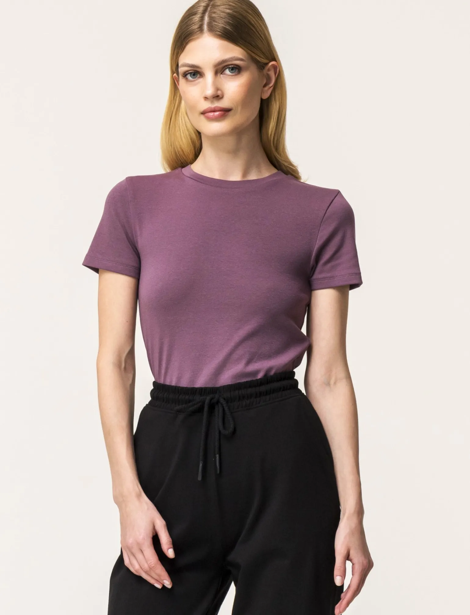 Donna Piazza Italia Donna | T-Shirt E Top<T-shirt mezza manica girocollo con lavorazione a coste - malva