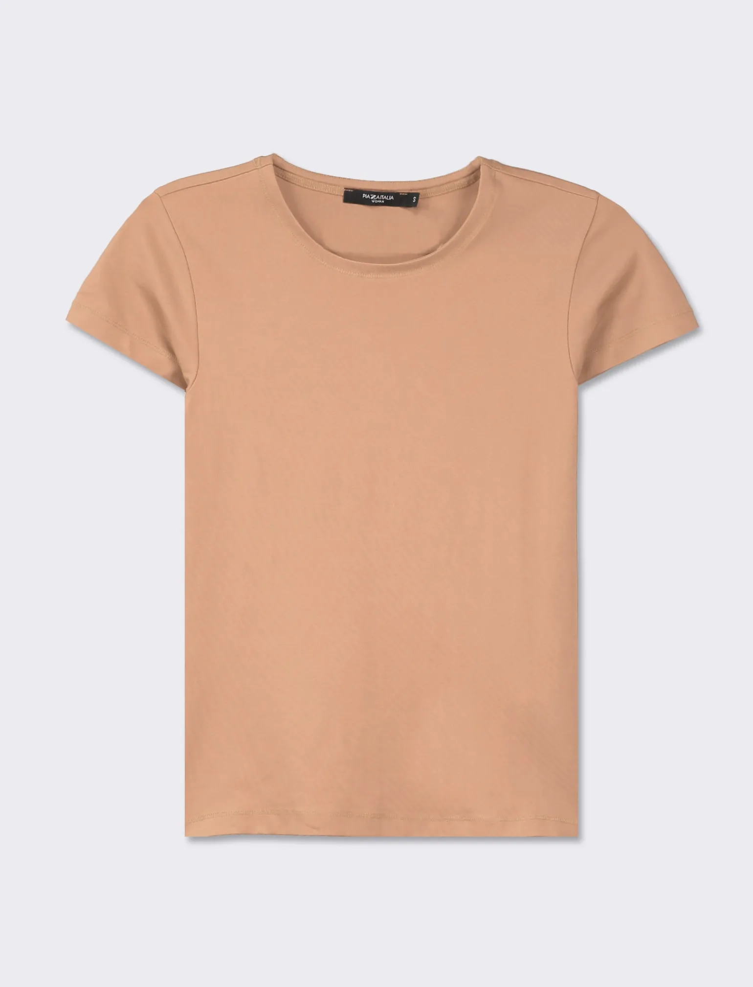 Donna Piazza Italia Donna | T-Shirt E Top<T-shirt mezza manica in tessuto elastico vestibilità slim - castoro