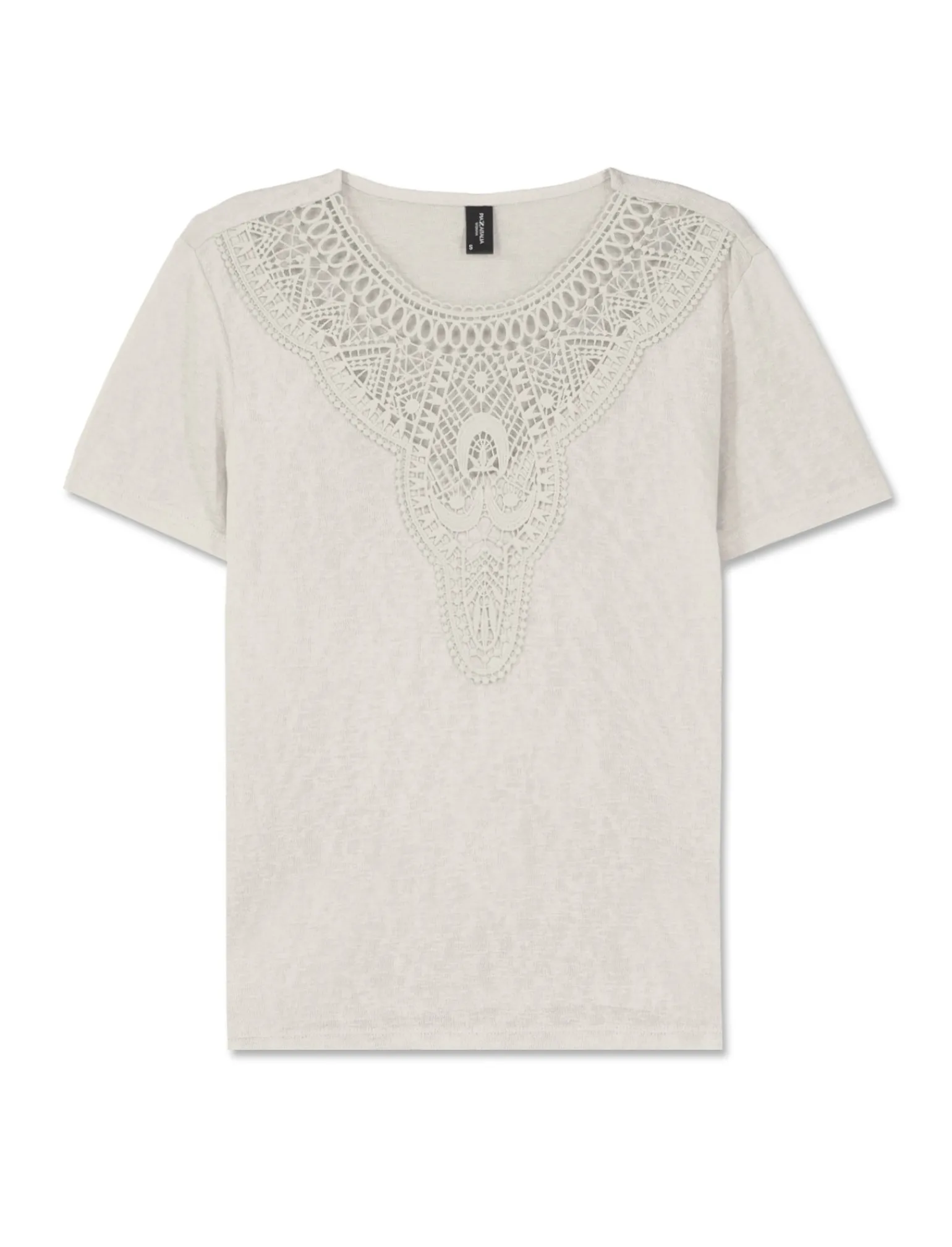Donna Piazza Italia T-Shirt E Top<T-shirt mezza manica vestibilità regular con applicazione macramè su scollo - latte