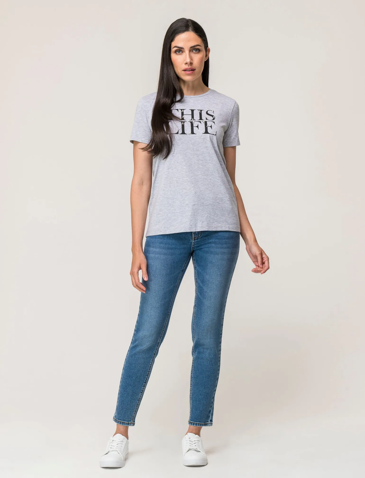Donna Piazza Italia Donna | T-Shirt E Top<T-shirt mezza manica vestibilità regular in tessuto fisso con stampa ed applicazioni gioiello - var 3