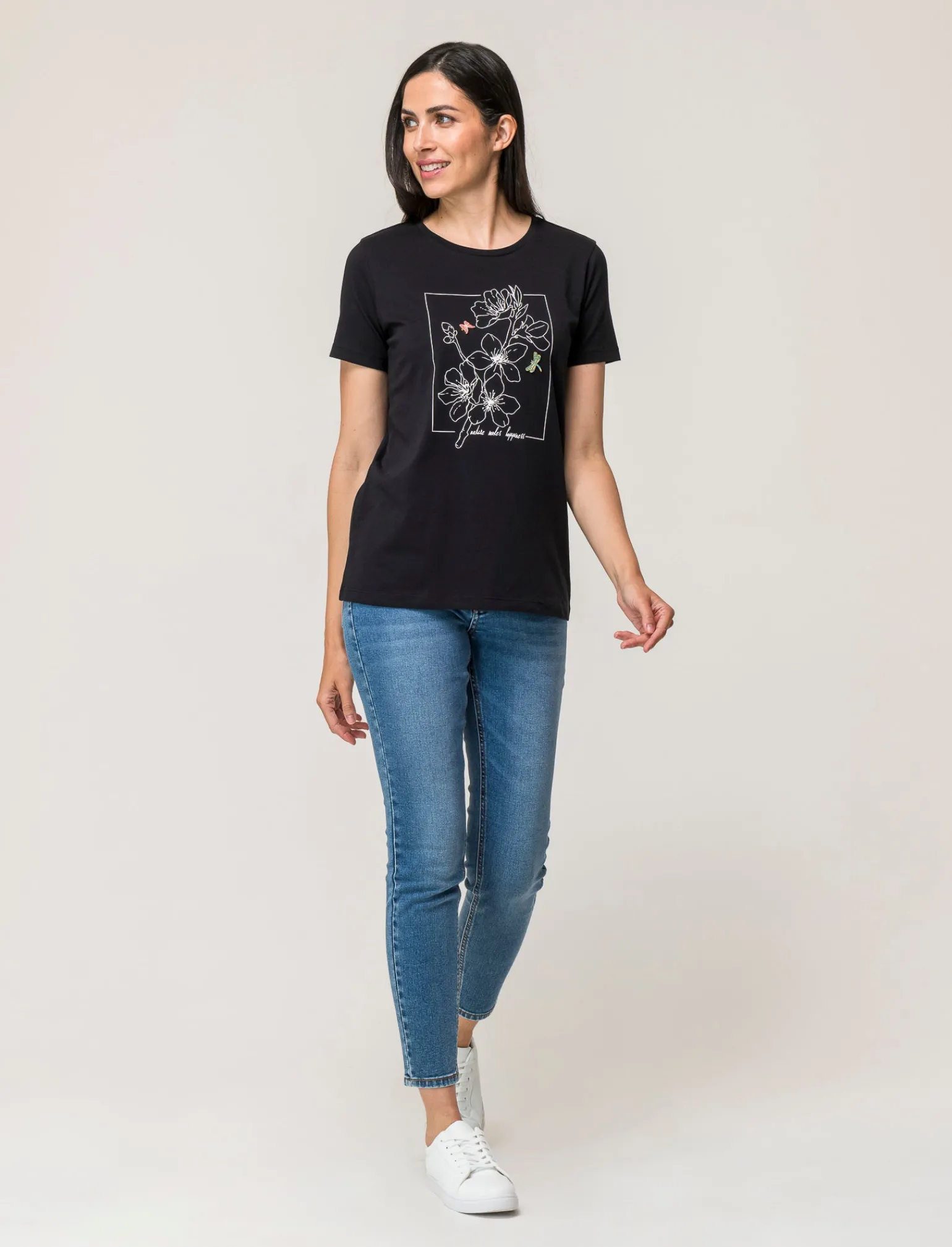 Donna Piazza Italia Donna | T-Shirt E Top<T-shirt mezza manica vestibilità regular in tessuto fisso con stampa ed applicazioni gioiello - var 2