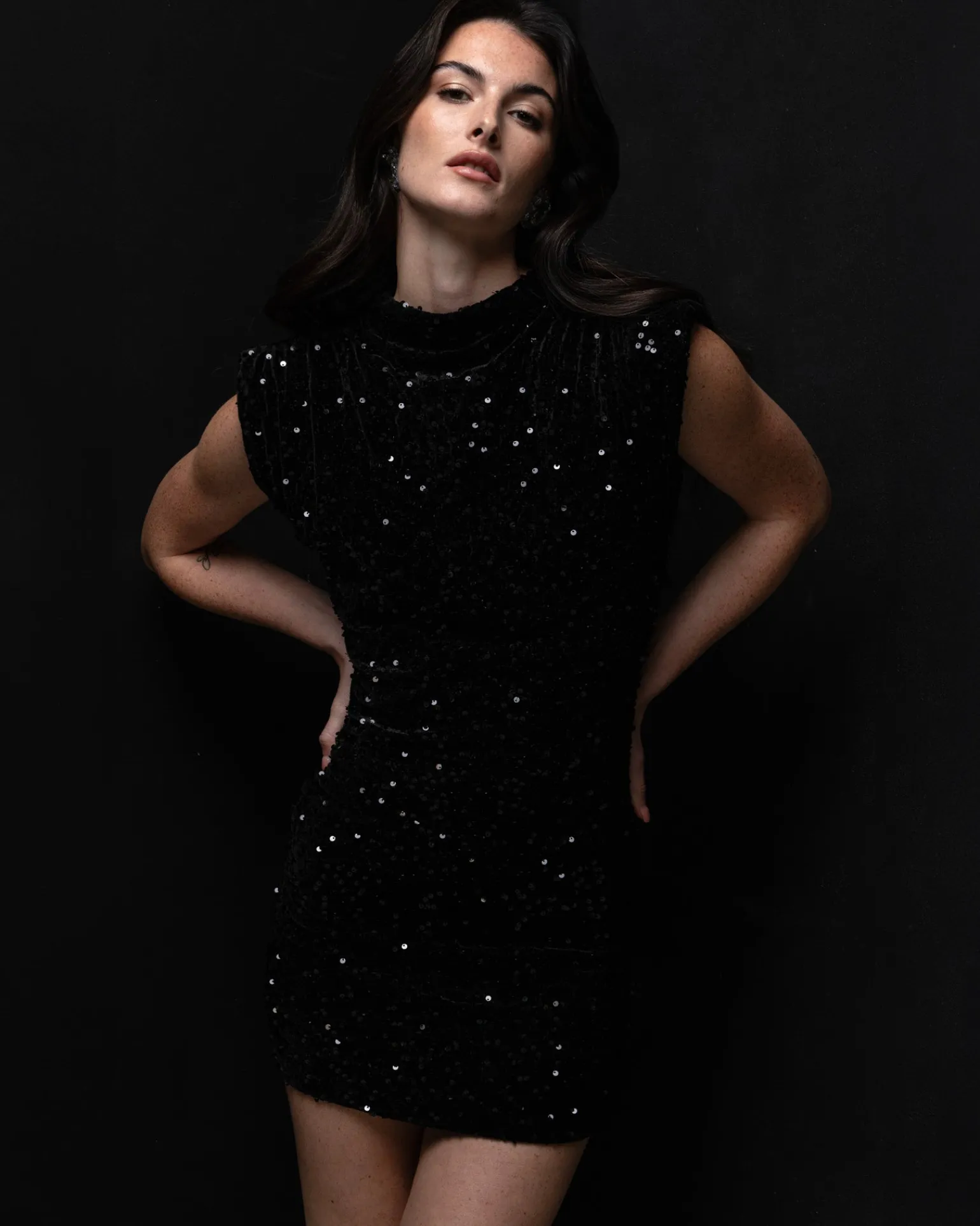 Donna Piazza Italia Abiti E Tute<Vestito con spalline in paillettes - Nero