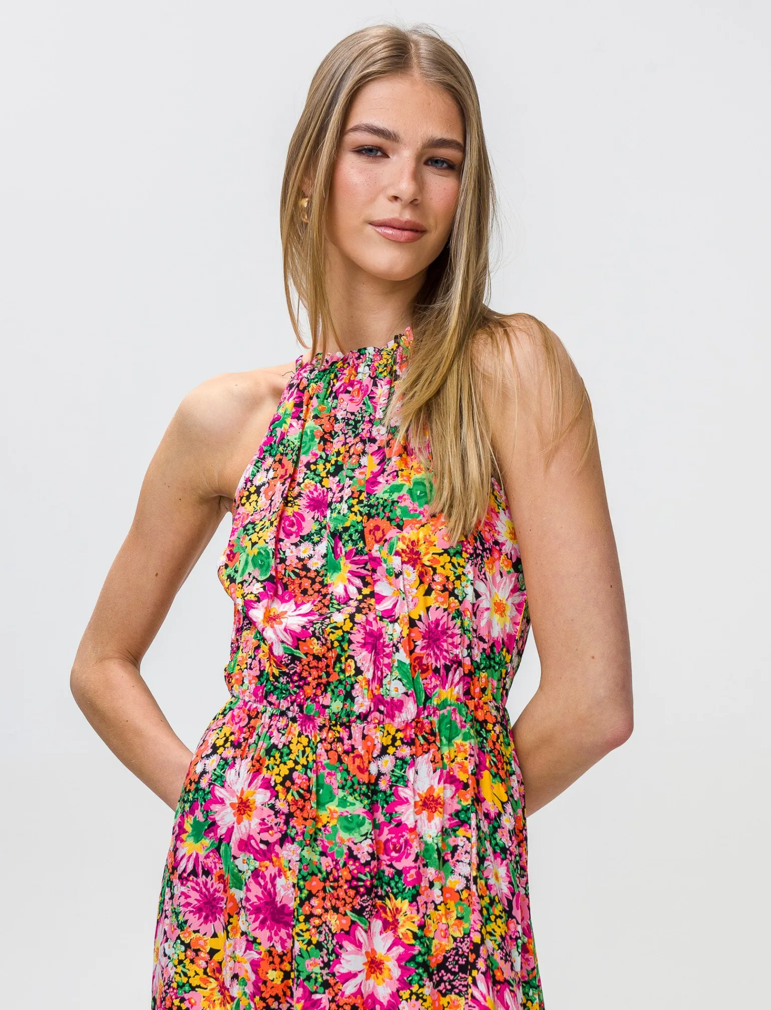 Donna Piazza Italia Donna<Vestito lungo fantasia con elastico in vita - var 1
