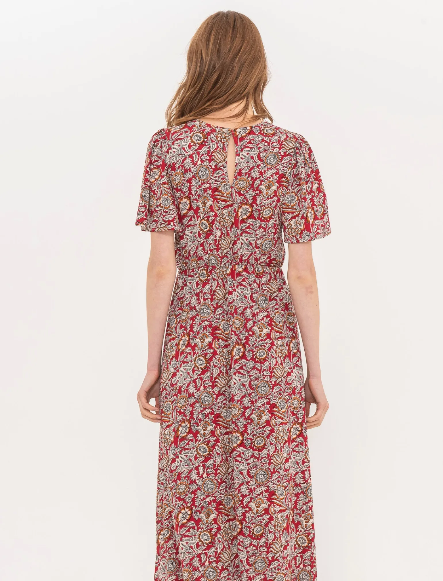 Donna Piazza Italia Donna<Vestito lungo in tessuto crepe stampato con scollo tondo - var 1