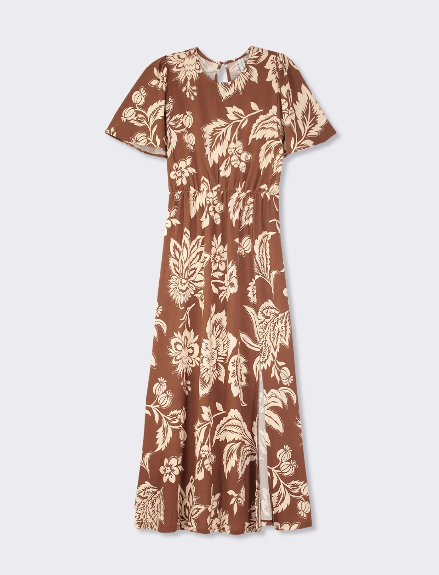Donna Piazza Italia Donna<Vestito lungo in tessuto crepe stampato con scollo tondo - var 2