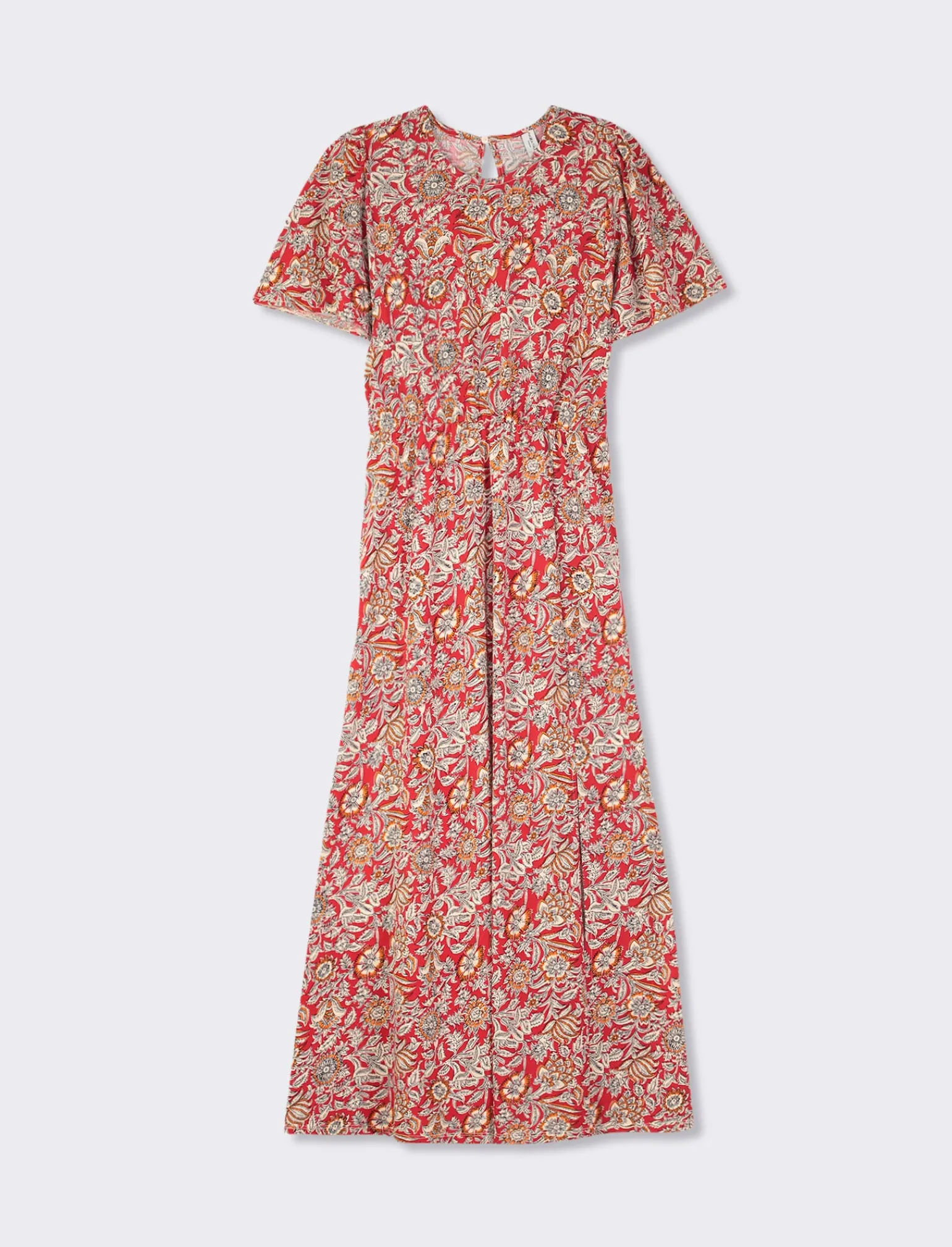 Donna Piazza Italia Donna<Vestito lungo in tessuto crepe stampato con scollo tondo - var 1