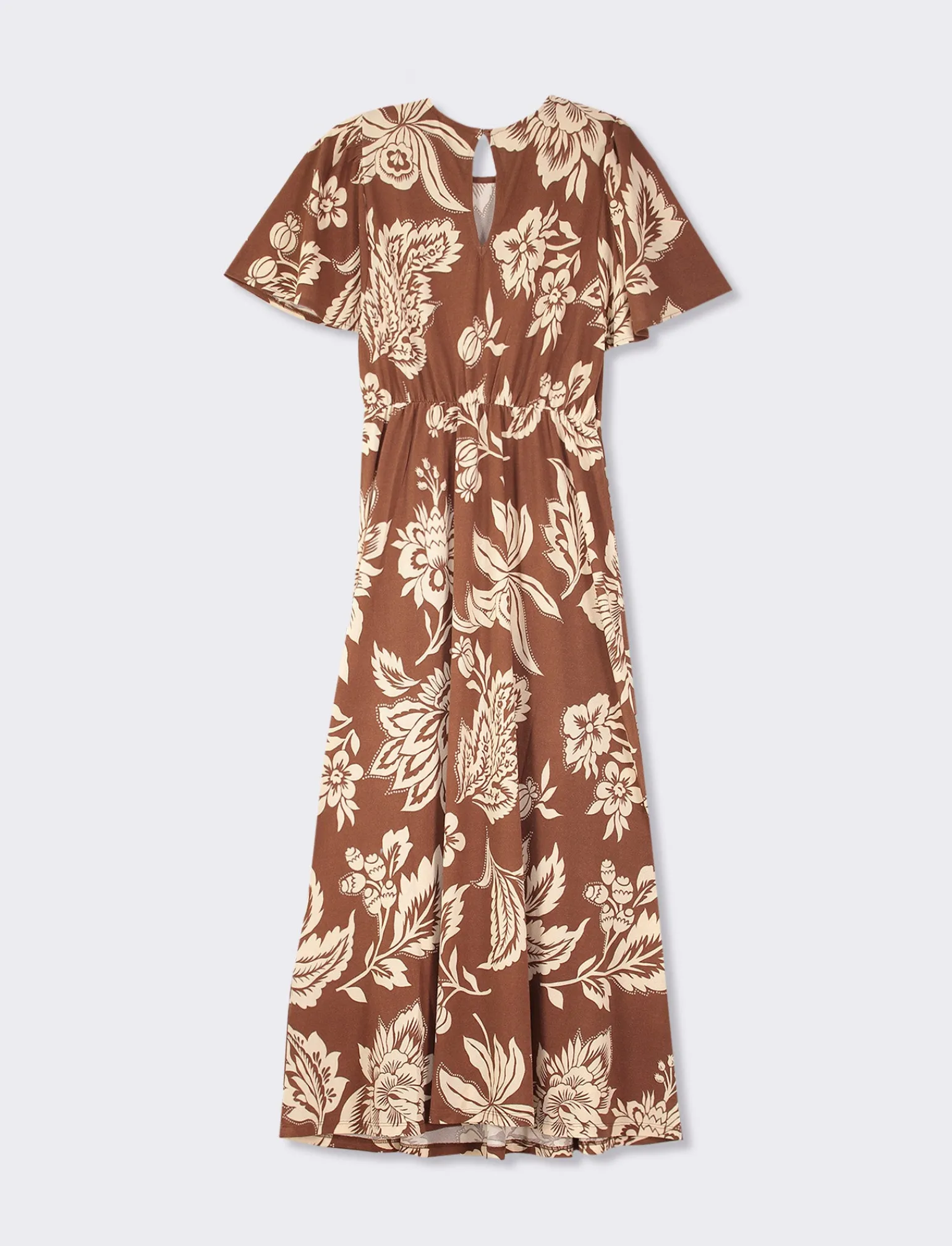 Donna Piazza Italia Donna<Vestito lungo in tessuto crepe stampato con scollo tondo - var 2