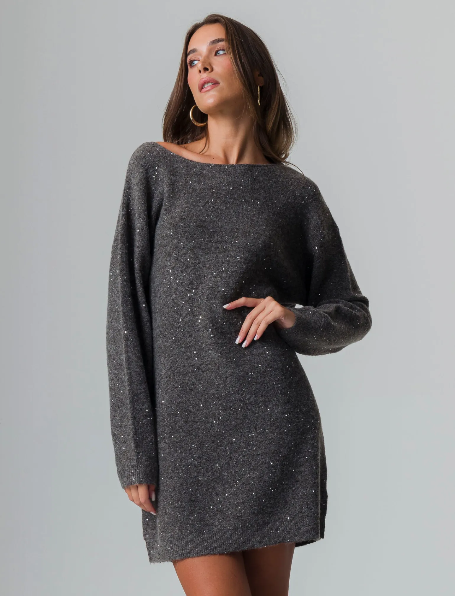 Donna Piazza Italia Donna | Abiti E Tute<Vestito maxipullover con filato di pailletes scollatura a V profonda sulla schiena - melange